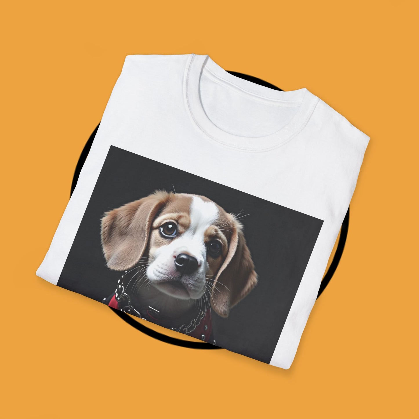 Tough Beagle Puppy T-Shirt - Rebel Dog with Leather Harness Design | Edgy Pet Lover Biker Style Tee