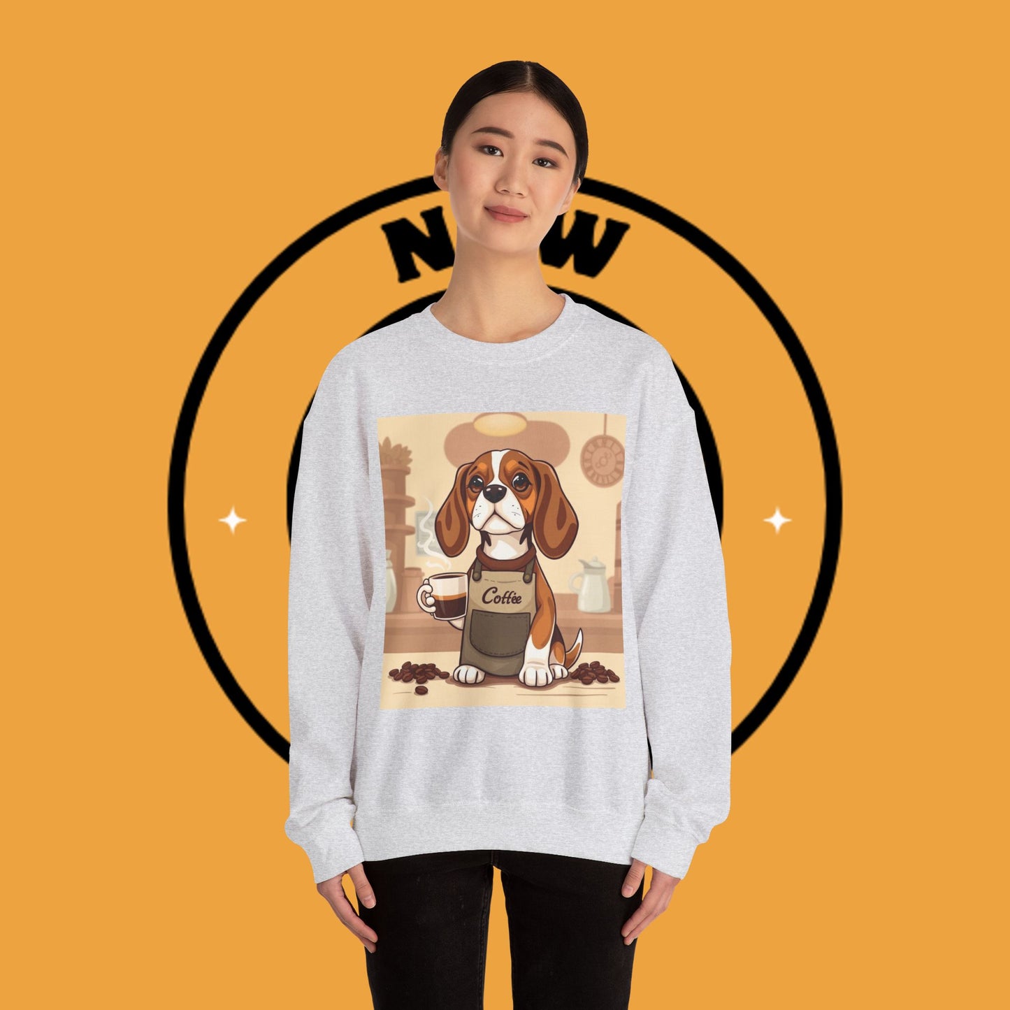 Dog Lover Crewneck Sweatshirt - Beagle Barista ☕ BARISTA BEAGLE SWEATSHIRT - BREW-TIFUL MORNINGS START HERE! ☕
