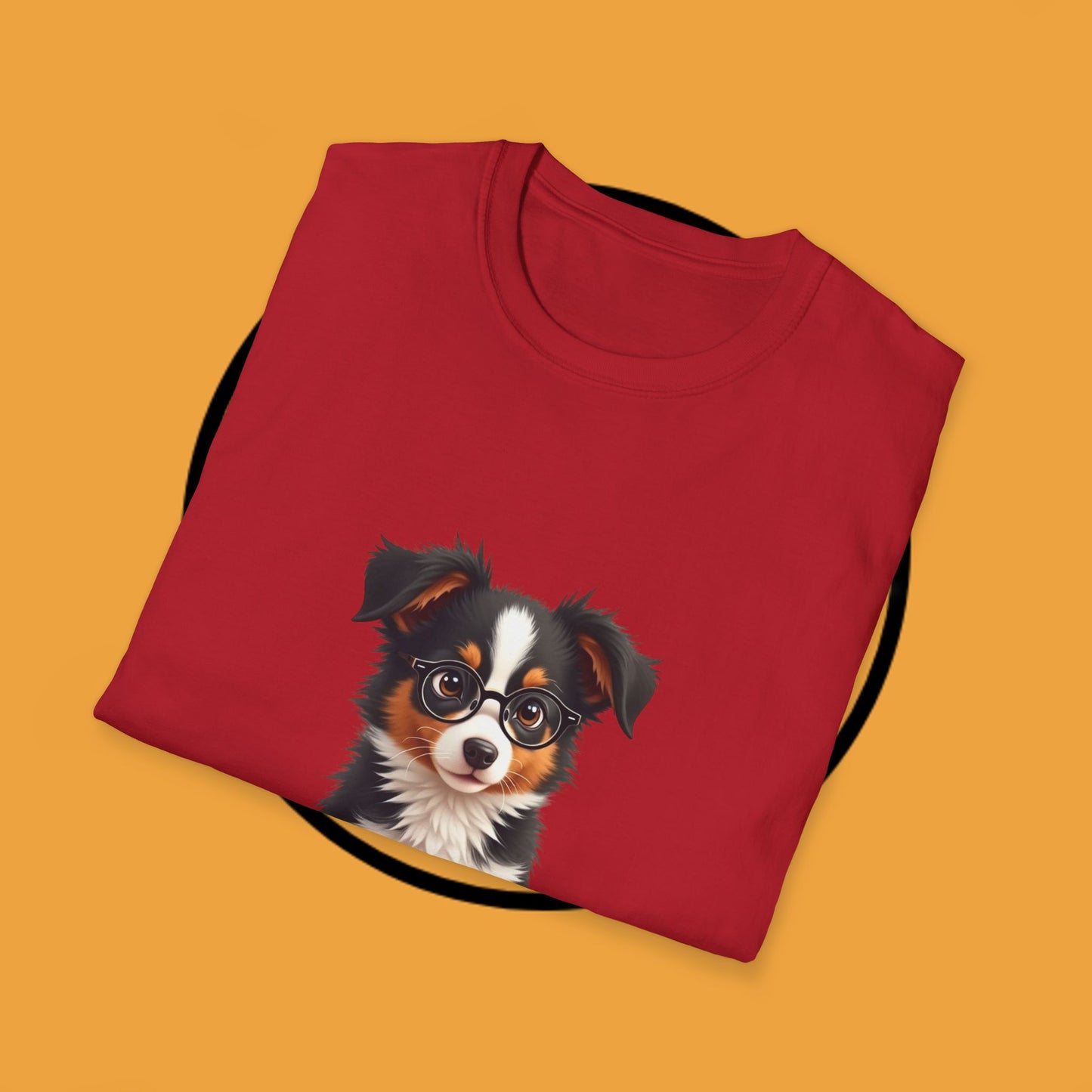 "Professor Puppy - Scholarly Border Collie" - Intellectual Dog T-Shirt - Smart Puppy with Glasses T-Shirt - Scholarly Dog Reading Book Tee | Educational Pet Lover Gift