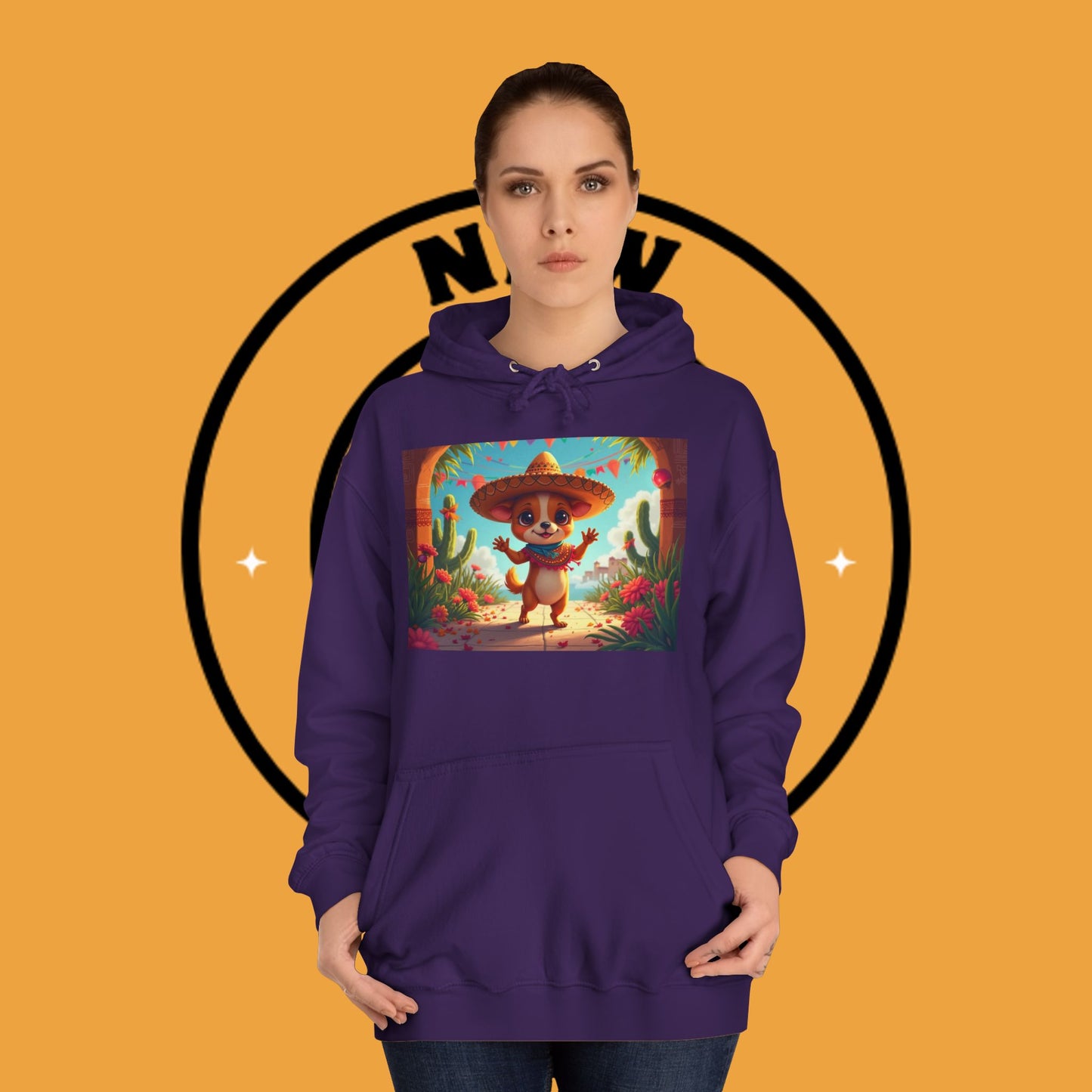 "Mexican Sombrero Chihuahua Hoodie | Fiesta Dog Celebration Wear | Authentic México Desert Art | Cinco de Mayo Gift"