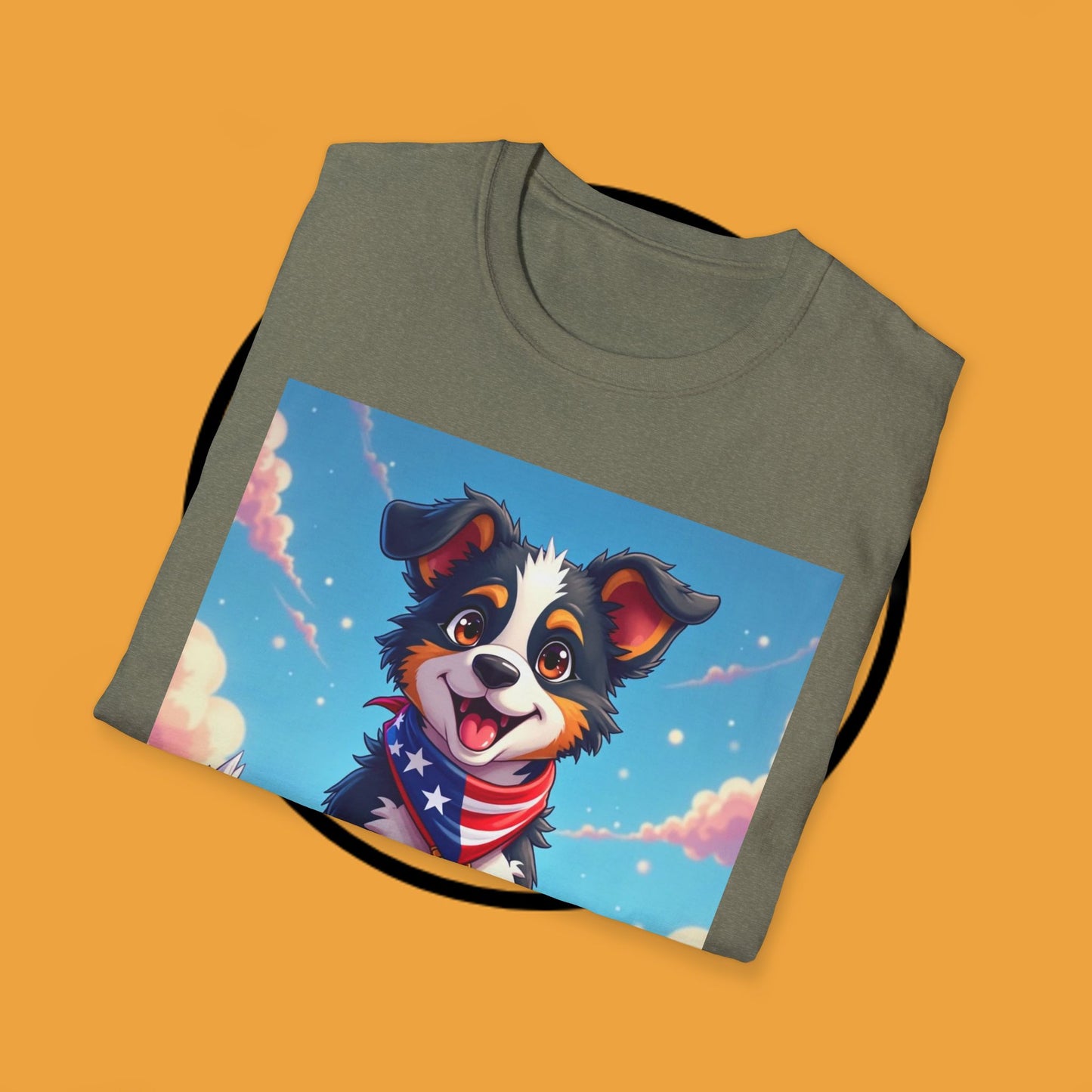 "All-American Champion Puppy" - Patriotic Hero Dog T-Shirt - Patriotic Puppy Dog T-Shirt - American Flag Bandana Champion Dog Tee | USA Pride Pet Lover Gift
