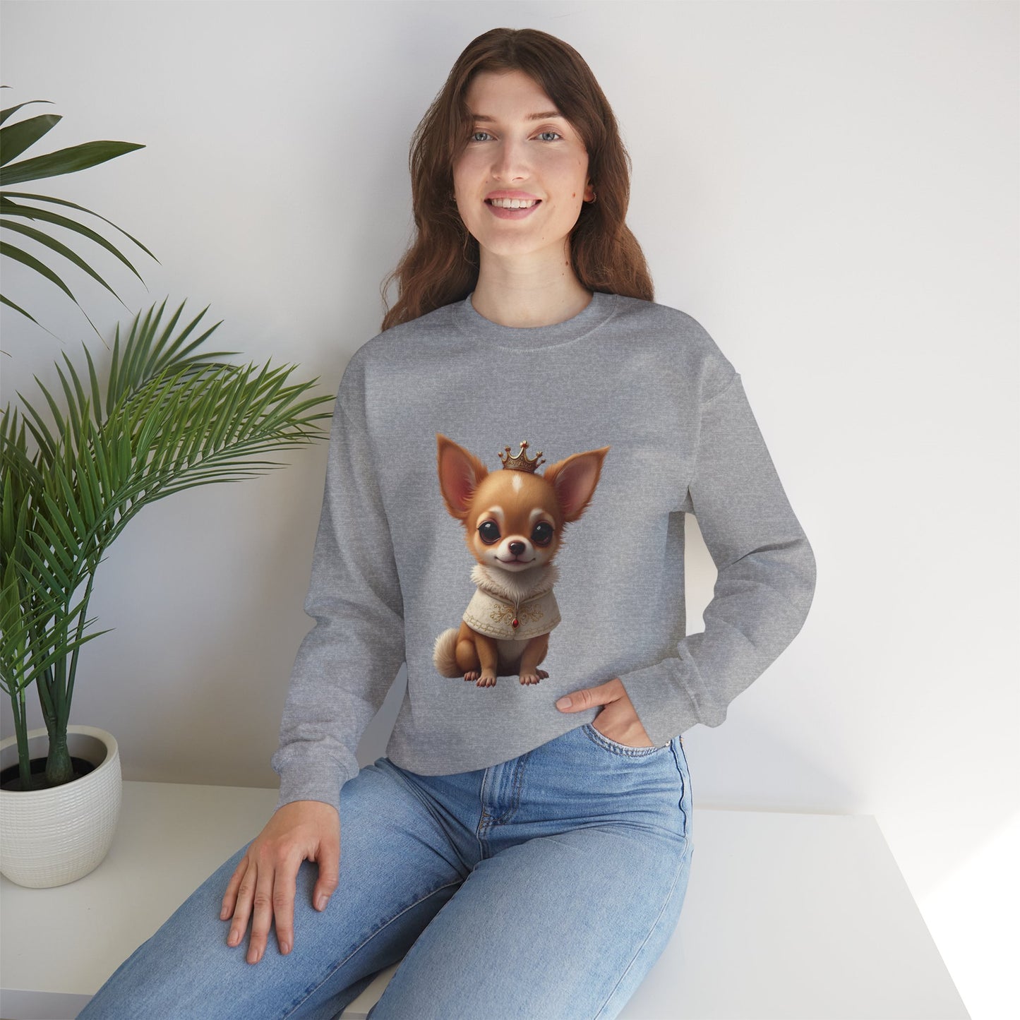Royal Chihuahua Princess Sweatshirt | Crown Dog Design | Majestic Pet Lover Gift