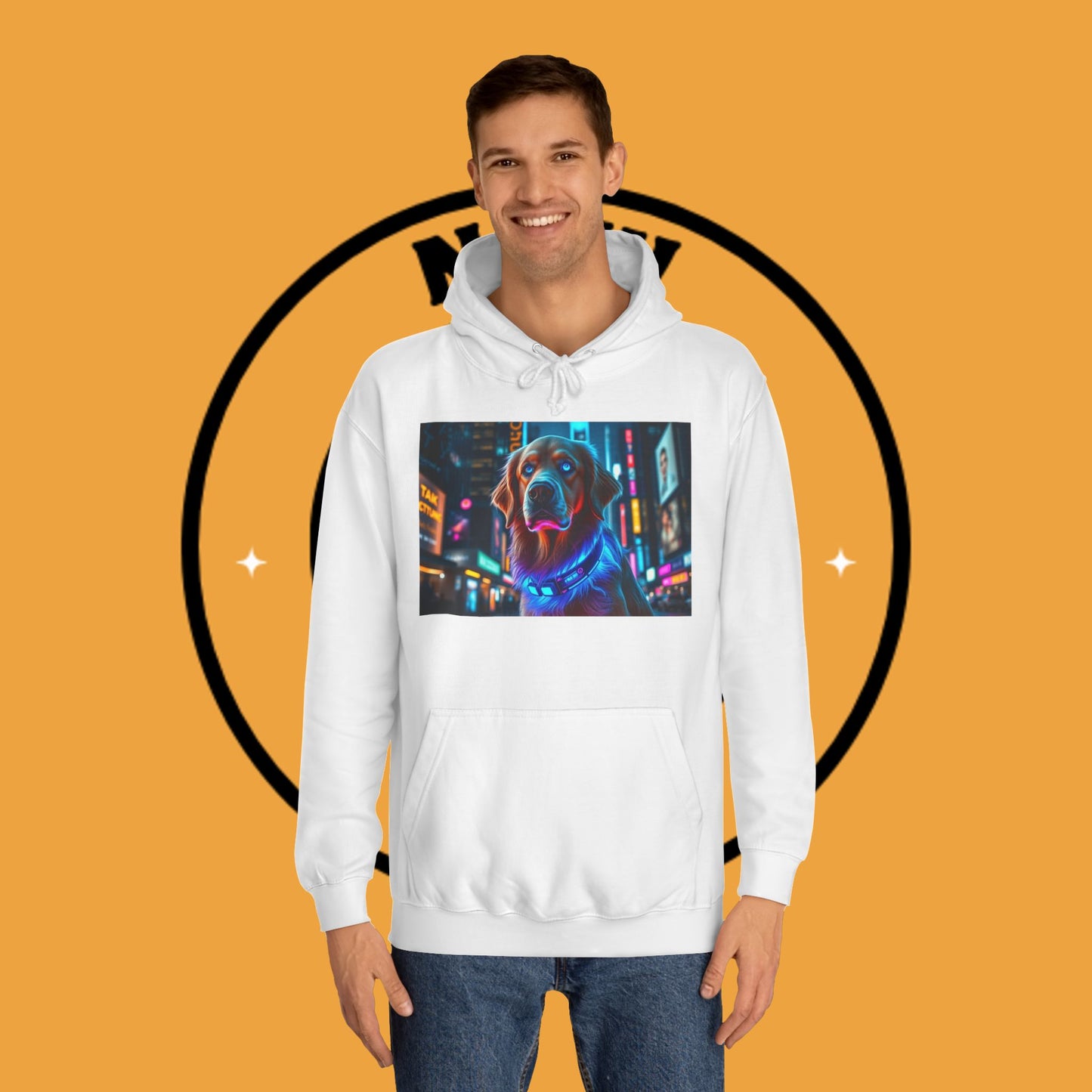 Neon City Lights – Futuristic Urban Dog Hoodie - Unisex Hoodies