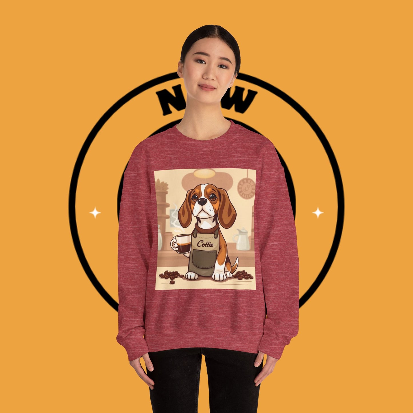 Dog Lover Crewneck Sweatshirt - Beagle Barista ☕ BARISTA BEAGLE SWEATSHIRT - BREW-TIFUL MORNINGS START HERE! ☕