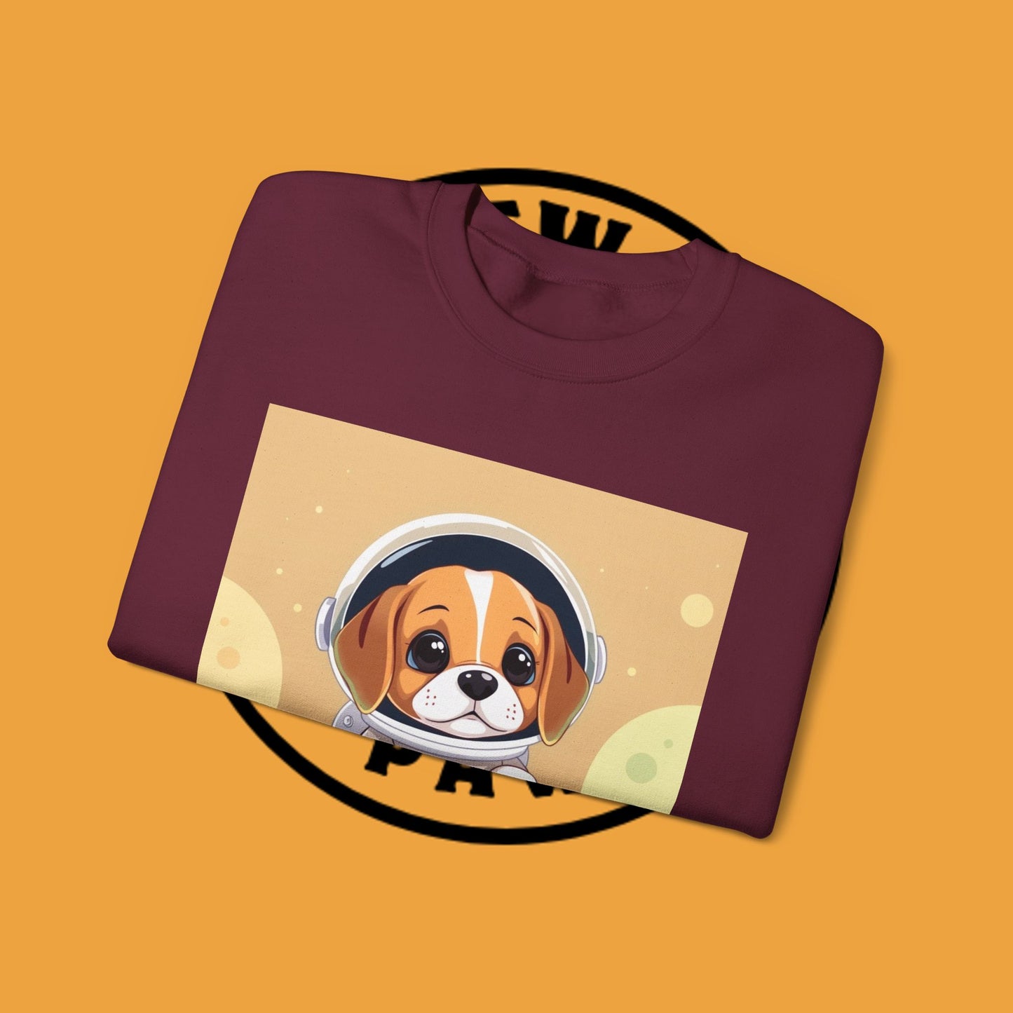 Astronaut Dog Crewneck Sweatshirt - Space Beagle Design with Helmet and Planets