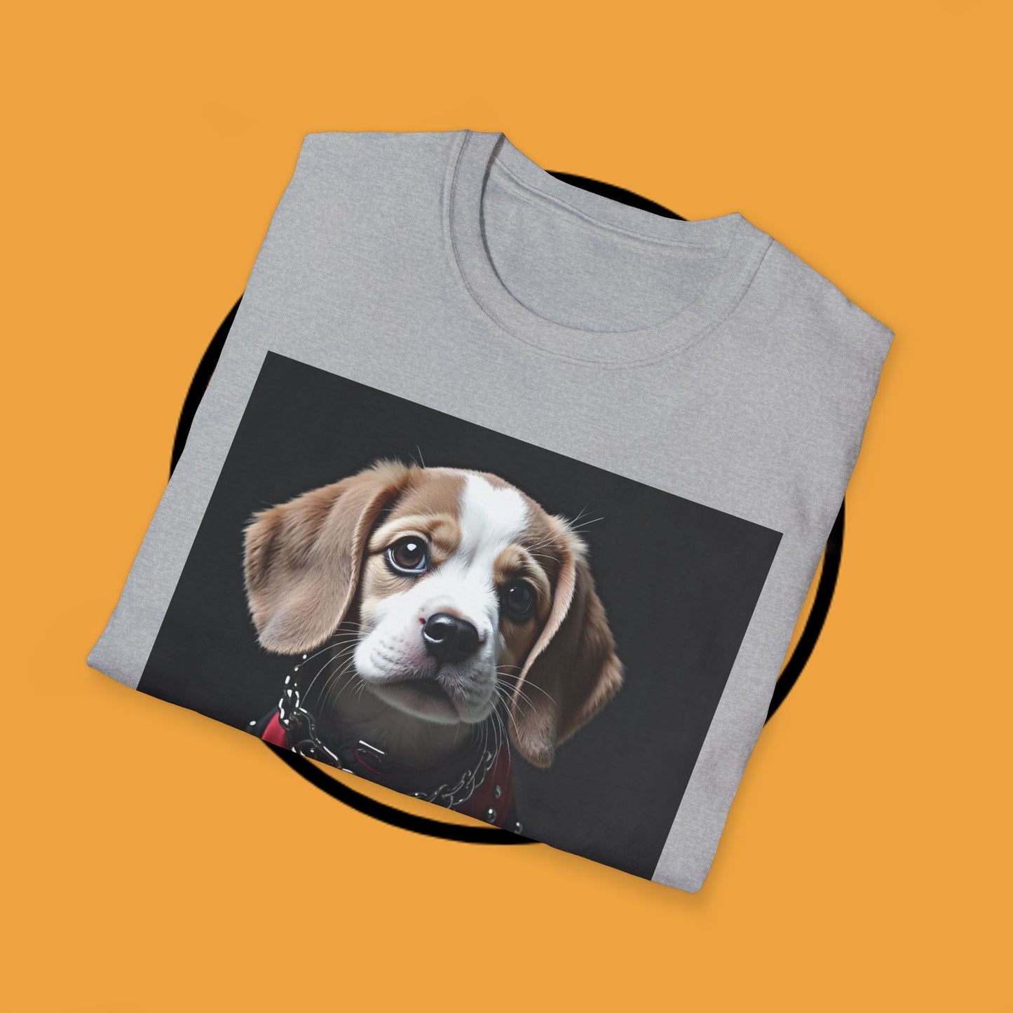 Tough Beagle Puppy T-Shirt - Rebel Dog with Leather Harness Design | Edgy Pet Lover Biker Style Tee