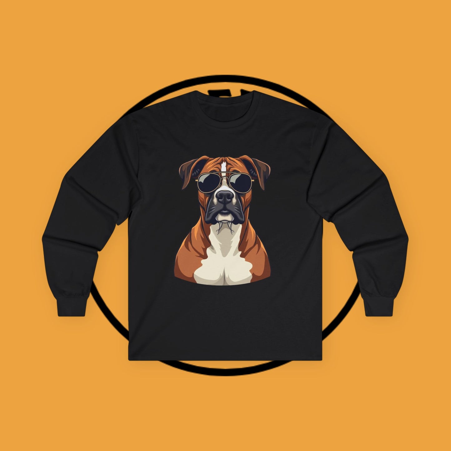 Cool Boxer Dog with Sunglasses Long Sleeve T-Shirt - Funny Aviator Style Design