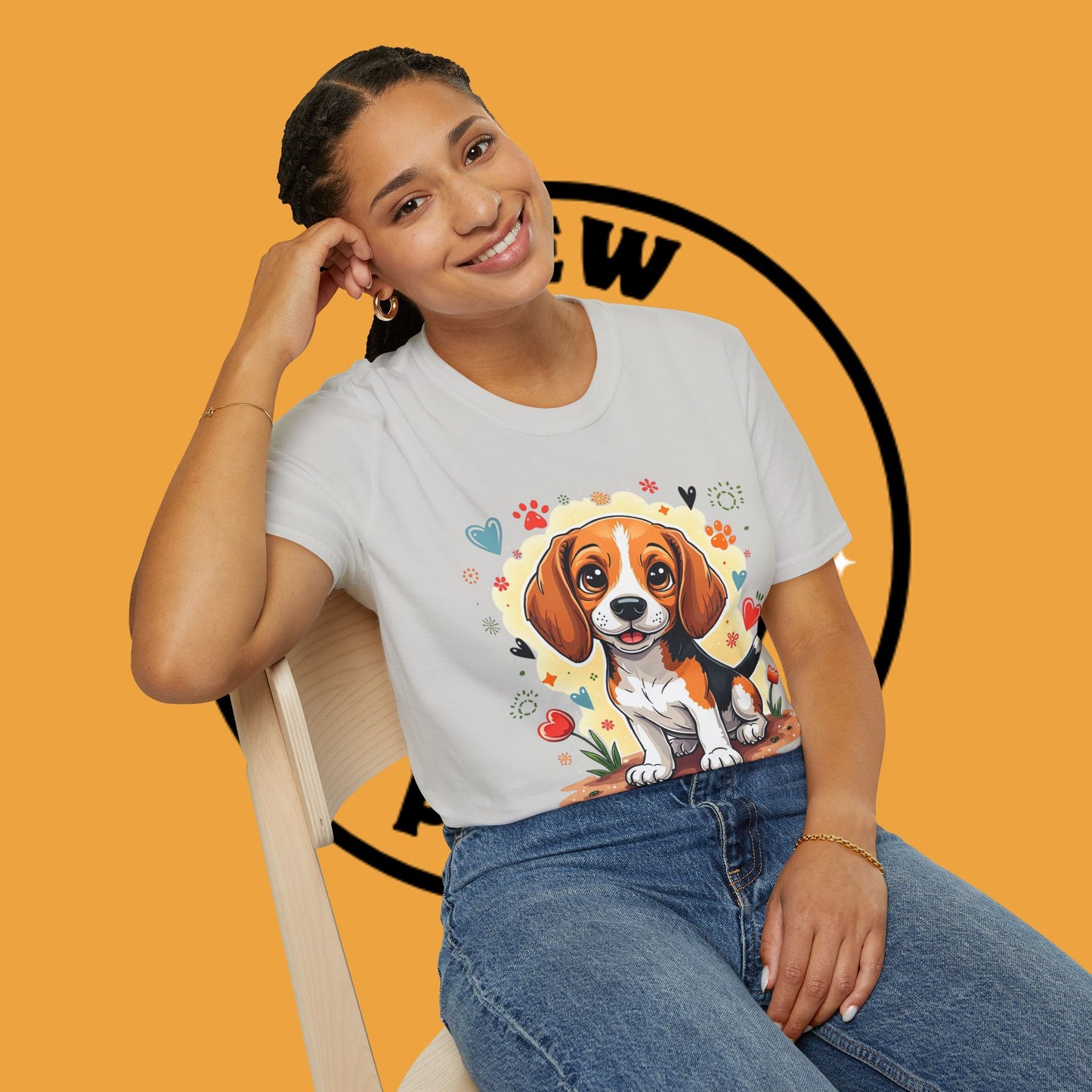 Adorable Beagle Puppy with Hearts & Paws T-Shirt - Cute Dog Love Design Graphic Tee