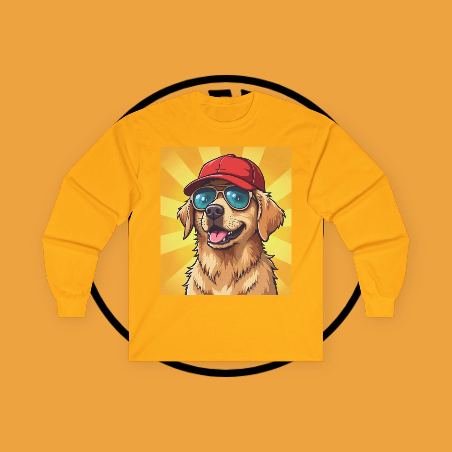 Cool Dog with Cap and Glasses - Golden Retriever Swag Urban Style - Funny Design for Casual Look - Long Sleeve T-Shirt for Sun Lovers ππΎ