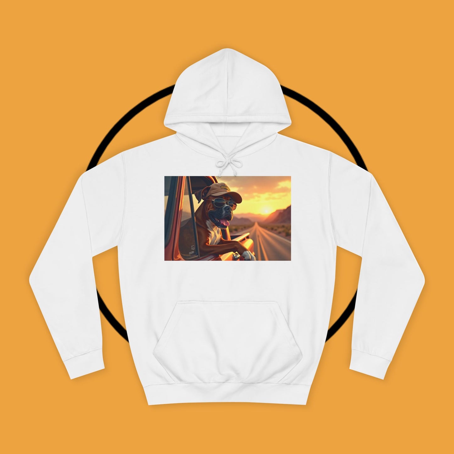 Cool Road Trip Boxer Dog Hoodie - Vintage Sunset Adventure Apparel | Travel Lover Gift