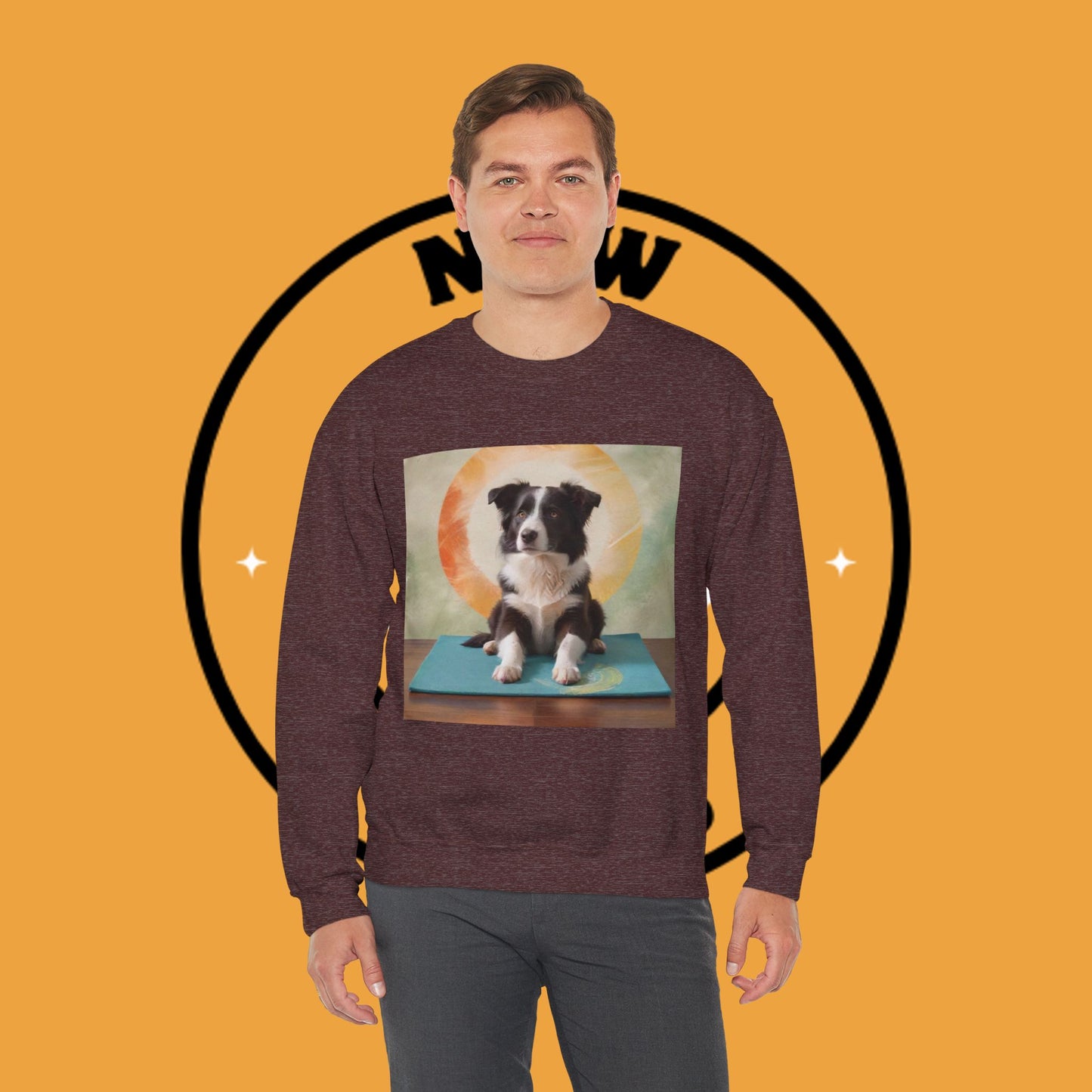 Zen Border Collie Yoga Dog Crewneck Sweatshirt - Meditation Pet Lover Gift | Spiritual Animal Art
