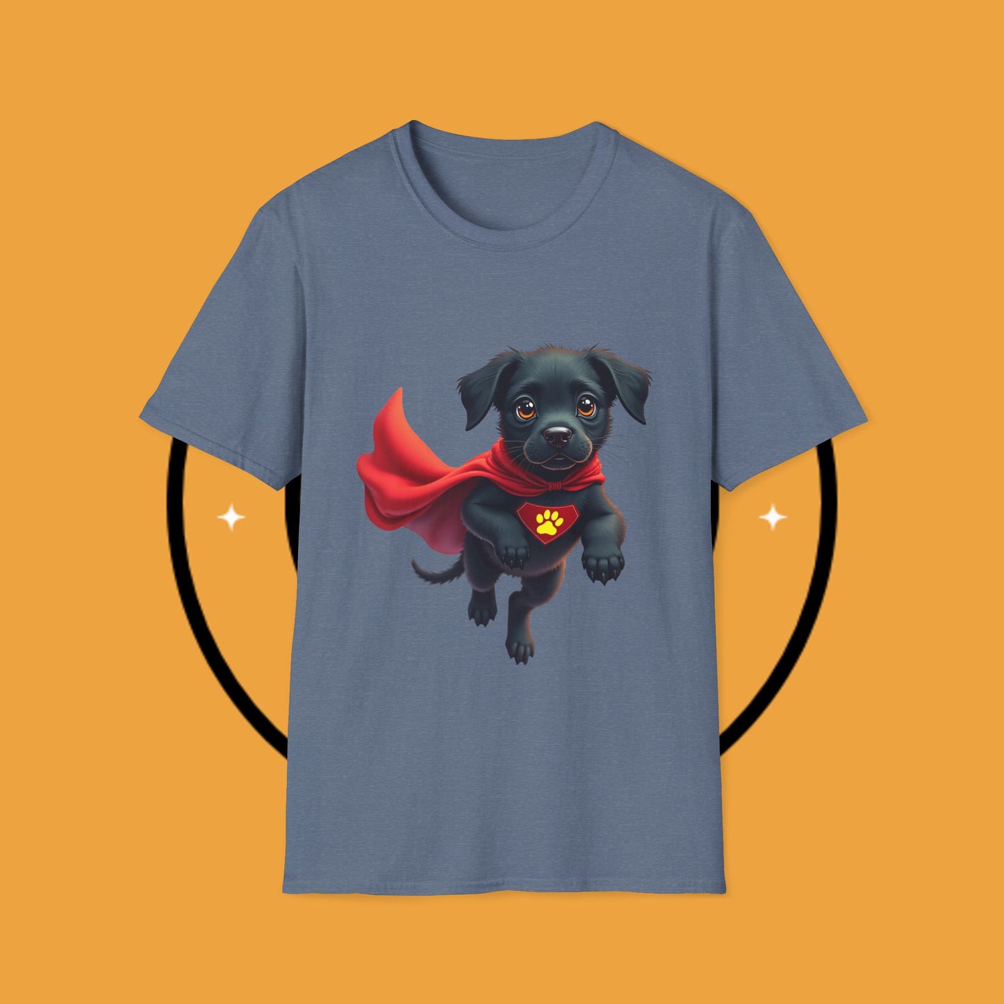 Superhero Retriever Puppy - Dog - Unisex T-Shirt Design Tiny Hero 🦸♂️ | Adorable Black Puppy Superhero T-Shirt for Canine Crusaders