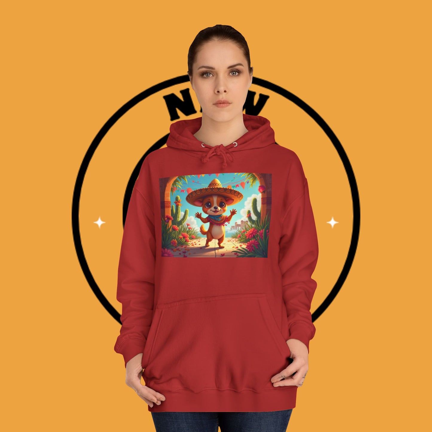 "Mexican Sombrero Chihuahua Hoodie | Fiesta Dog Celebration Wear | Authentic México Desert Art | Cinco de Mayo Gift"