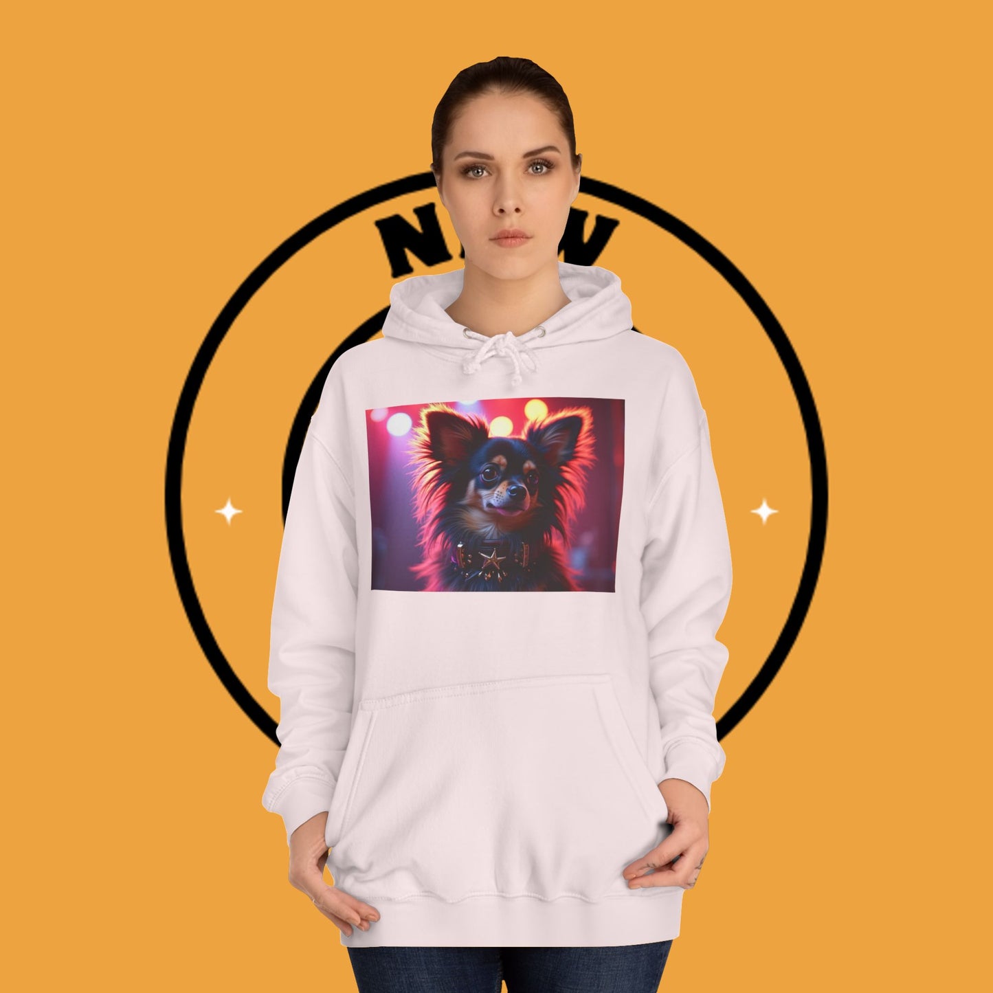 Glamorous Long-Haired Chihuahua Hoodie - Luxury Dog Portrait Pullover