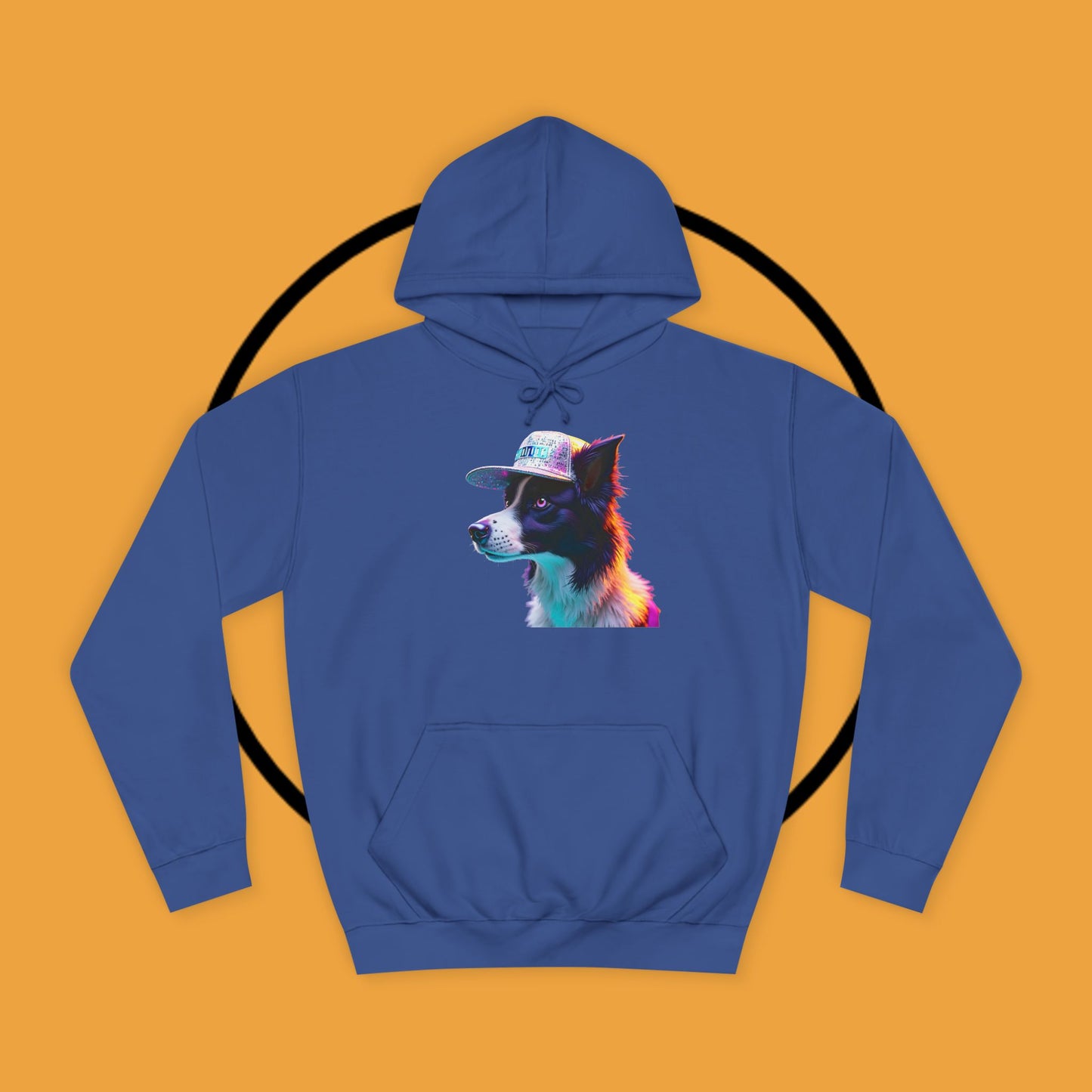 "Neon Rainbow Dog Hoodie - Vibrant Border Collie Street Art Design | Unisex Premium Streetwear"