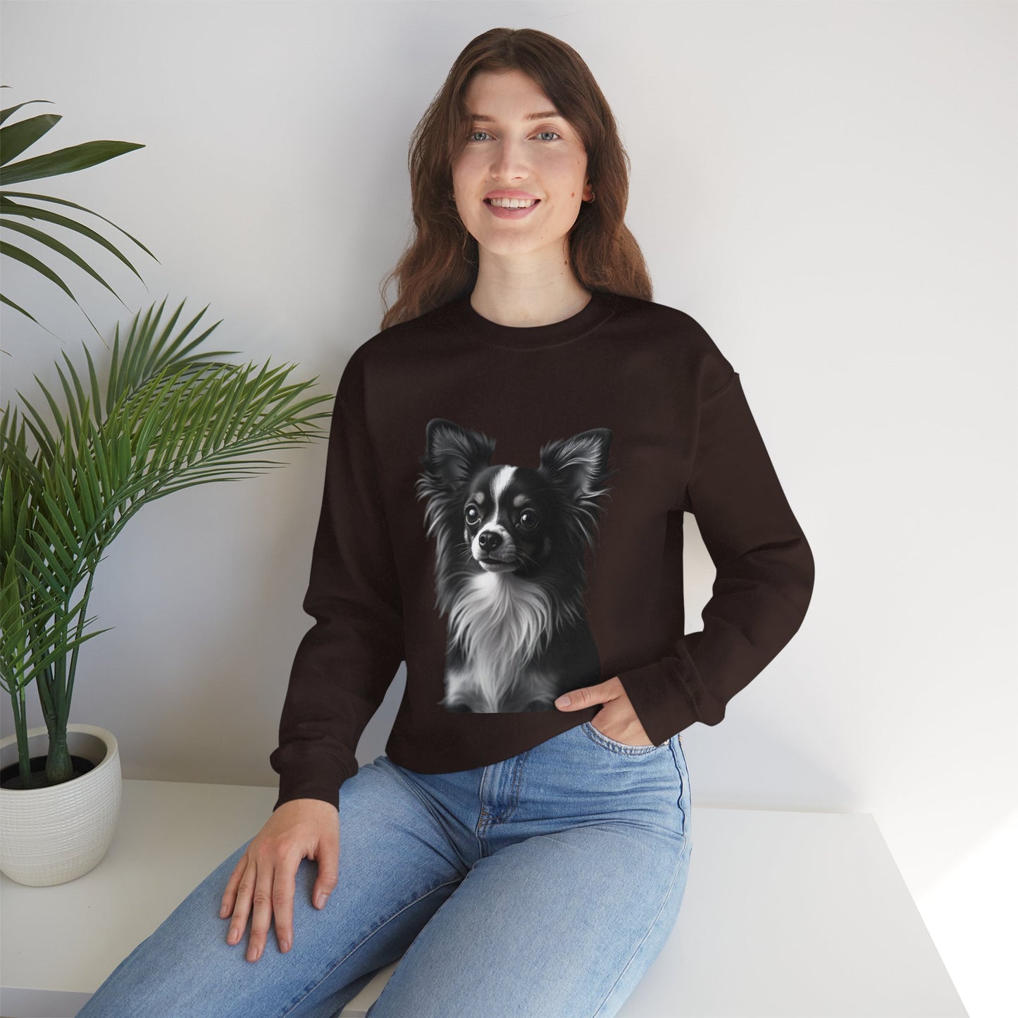 Vintage Chihuahua Portrait Sweatshirt | Black White Dog Photography | Classic Pet Art Design