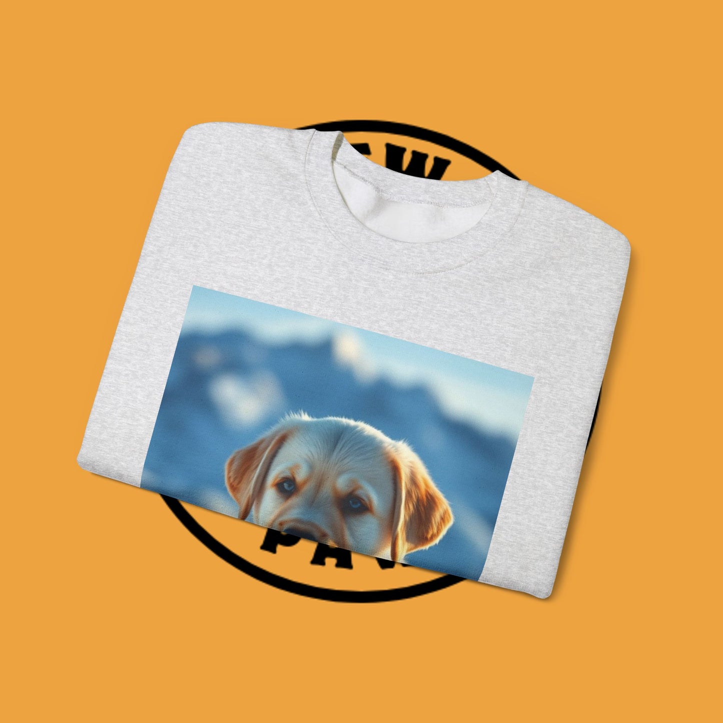 Crewneck Sweatshirt - Cute Labrador Puppy with Blue Eyes - Adorable Dog Portrait in Snow