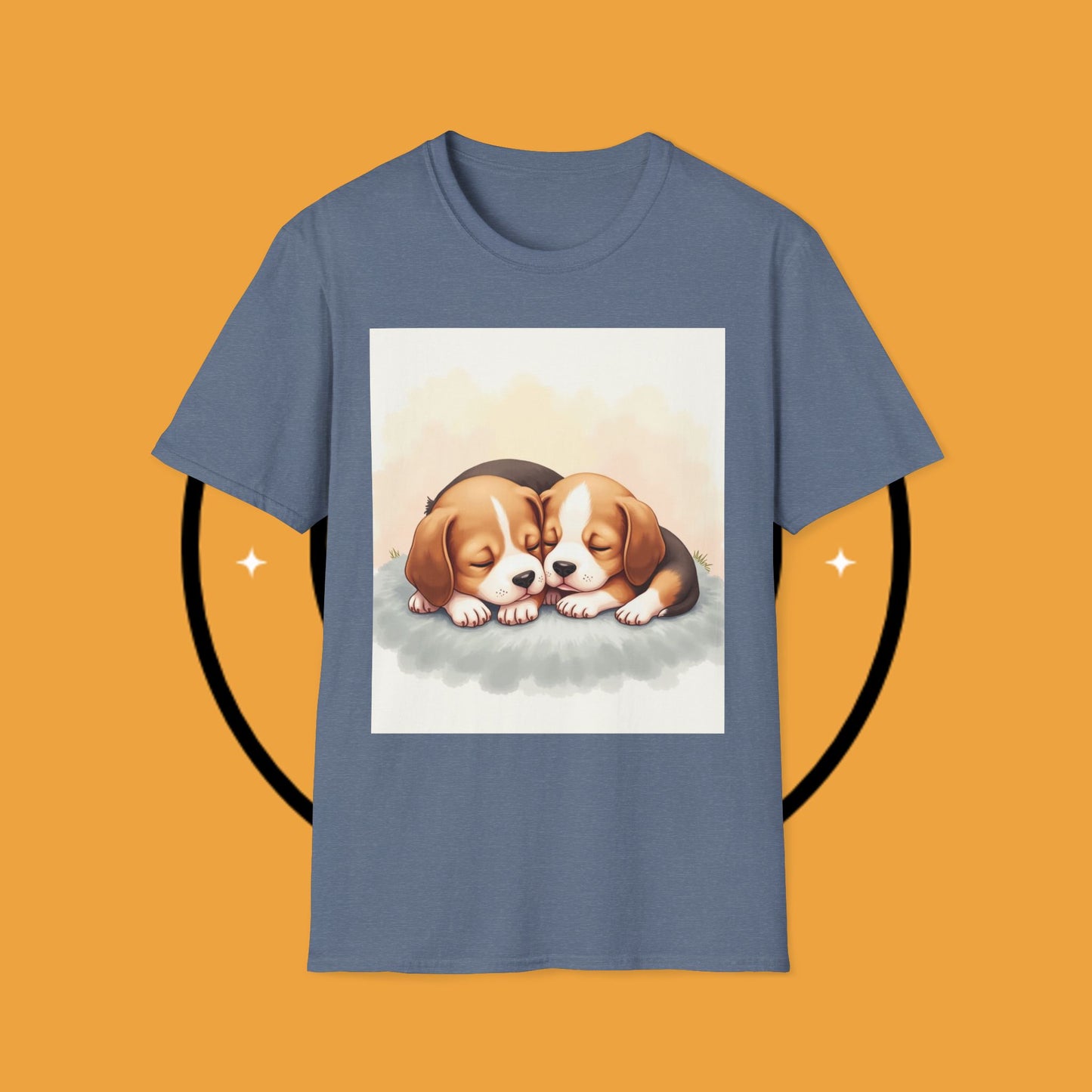 Beagle Twin Puppies Cuddling T-Shirt - Adorable Sleeping Puppies Design | Perfect Gift for Dog Lovers & Siblings