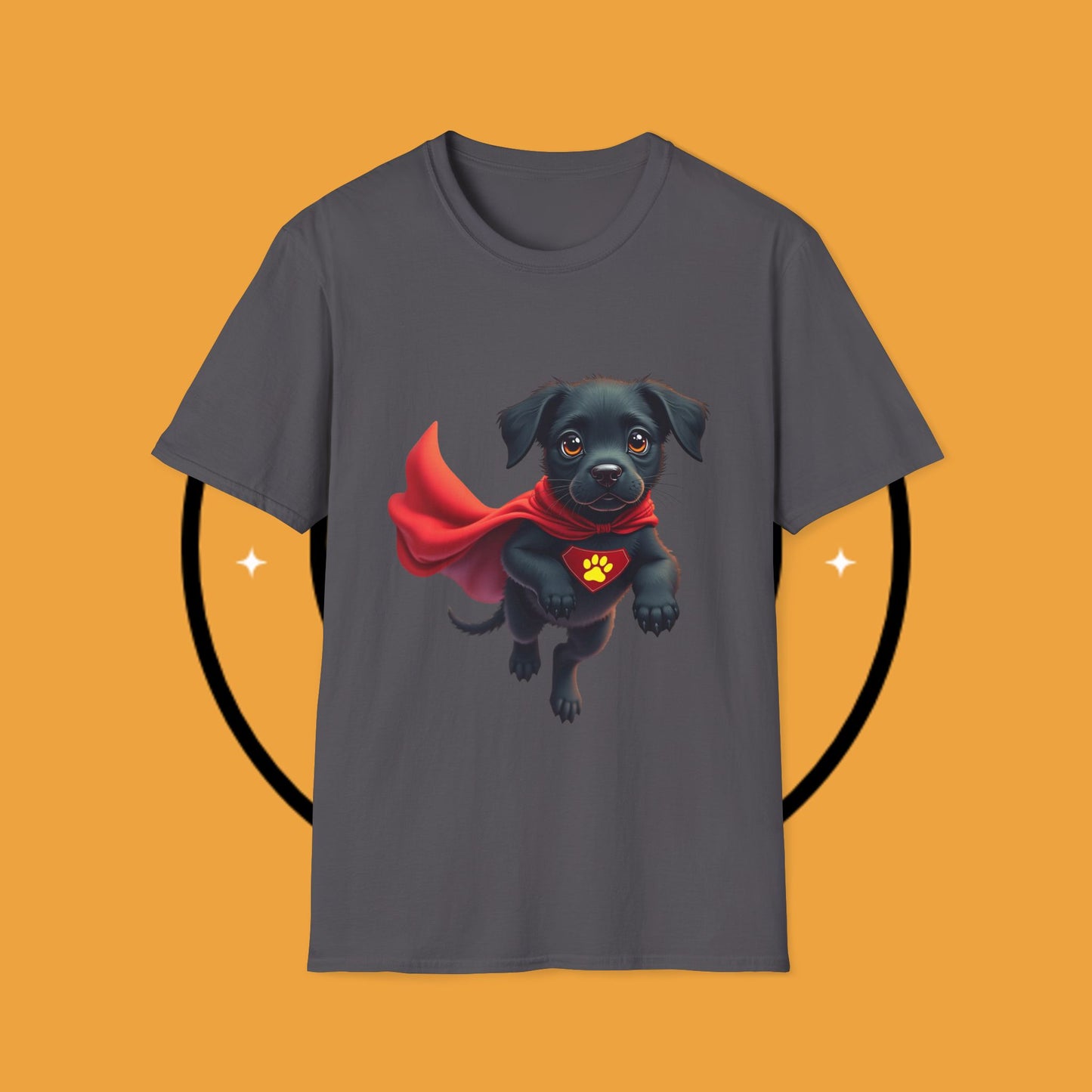 Superhero Retriever Puppy - Dog - Unisex T-Shirt Design Tiny Hero 🦸♂️ | Adorable Black Puppy Superhero T-Shirt for Canine Crusaders
