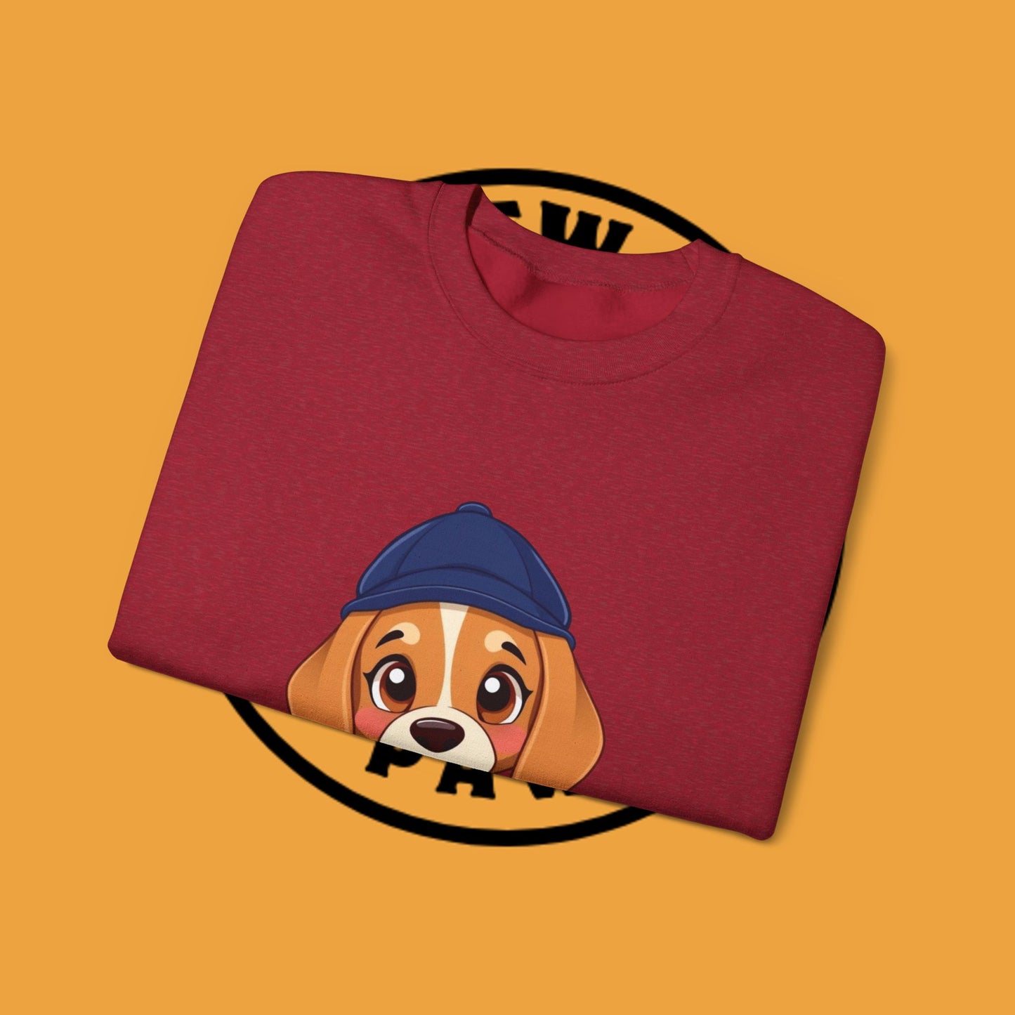 Beagle Puppy Crewneck Sweatshirt with Hat - Adorable Kawaii Dog Design