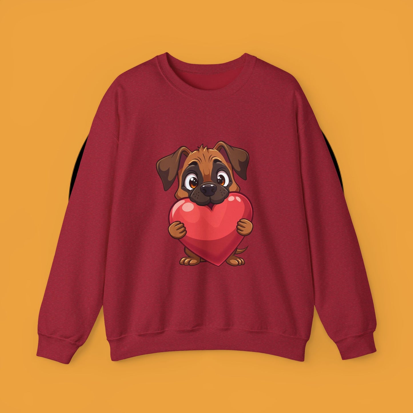 Adorable Puppy Love Heart Crewneck Sweatshirt - Perfect Gift for Dog Lovers