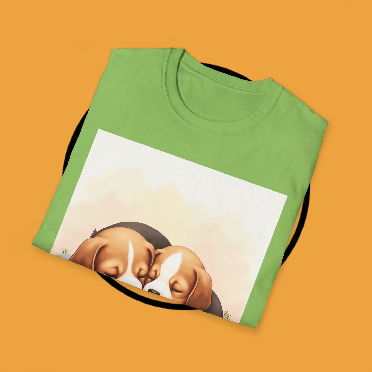 Beagle Twin Puppies Cuddling T-Shirt - Adorable Sleeping Puppies Design | Perfect Gift for Dog Lovers & Siblings