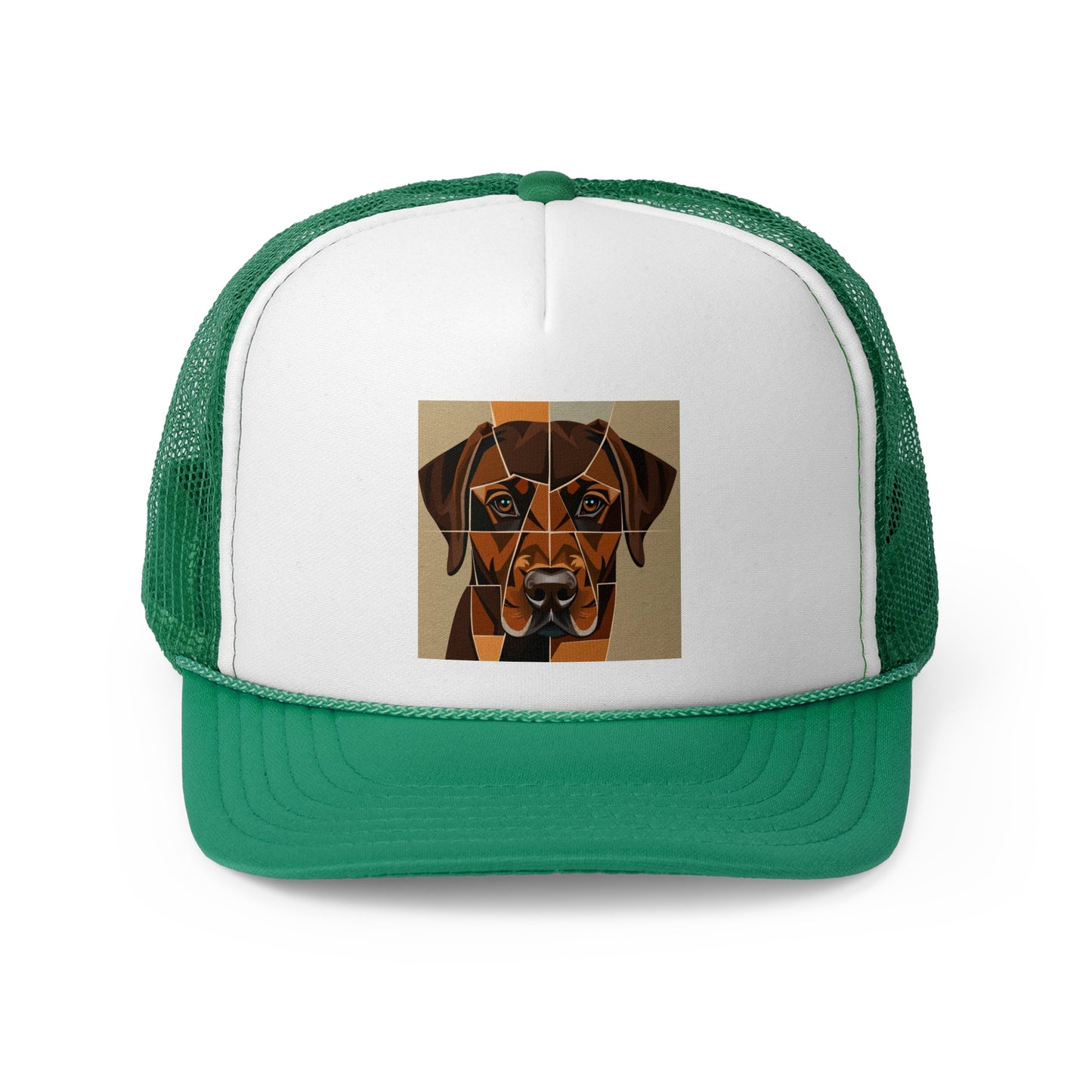 Geometric Dog Trucker Cap - Modern Low Poly Art Design - Unisex Minimalist Cap