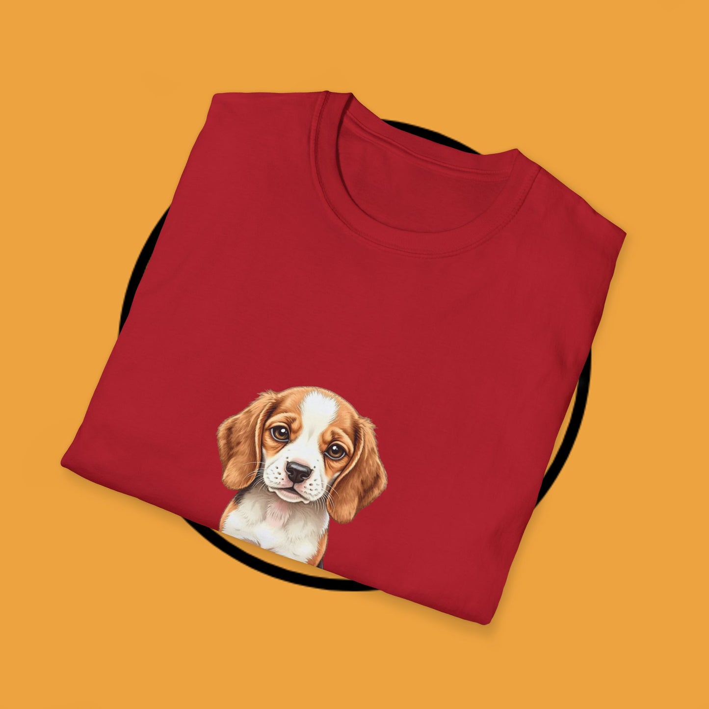Realistic Beagle Puppy Portrait T-Shirt - Adorable Dog Face Graphic Tee for Pet Lovers