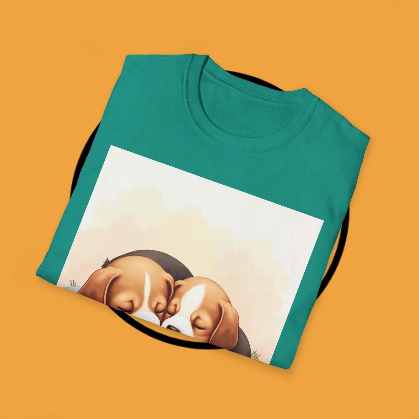 Beagle Twin Puppies Cuddling T-Shirt - Adorable Sleeping Puppies Design | Perfect Gift for Dog Lovers & Siblings