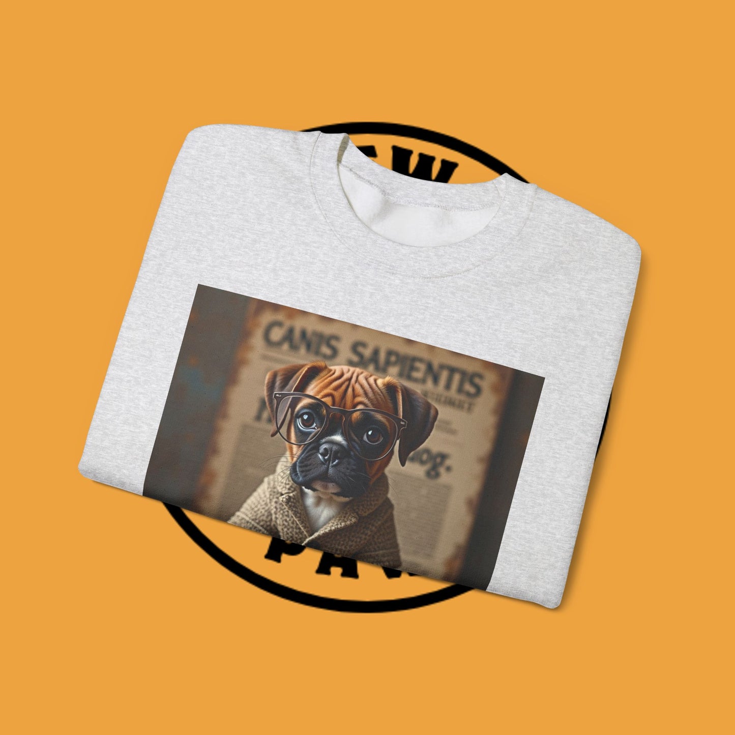 Professor Puppy Glasses Crewneck Sweatshirt - Scholarly Dog Design - Academic Pet Lover Gift