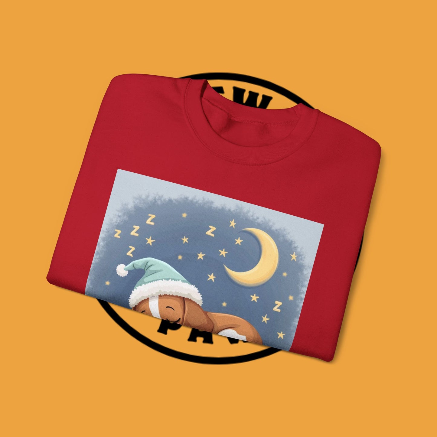 Sleeping Dog Crewneck Sweatshirt - Cute Beagle Design with Moon and Stars