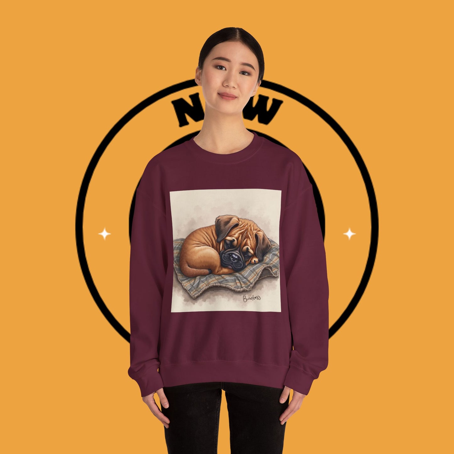 Sleeping Boxer Puppy Crewneck Sweatshirt - Cozy Dog Art Design - Comfort Wear for Pet Lovers
