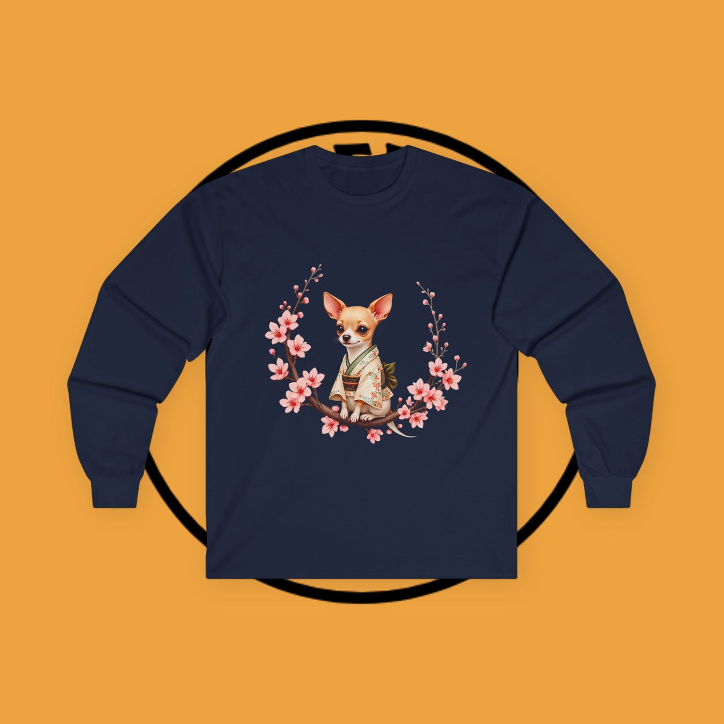 ๐ธ Sakura Chihuahua Kimono Long Sleeve Tee - Japanese Cherry Blossom Design