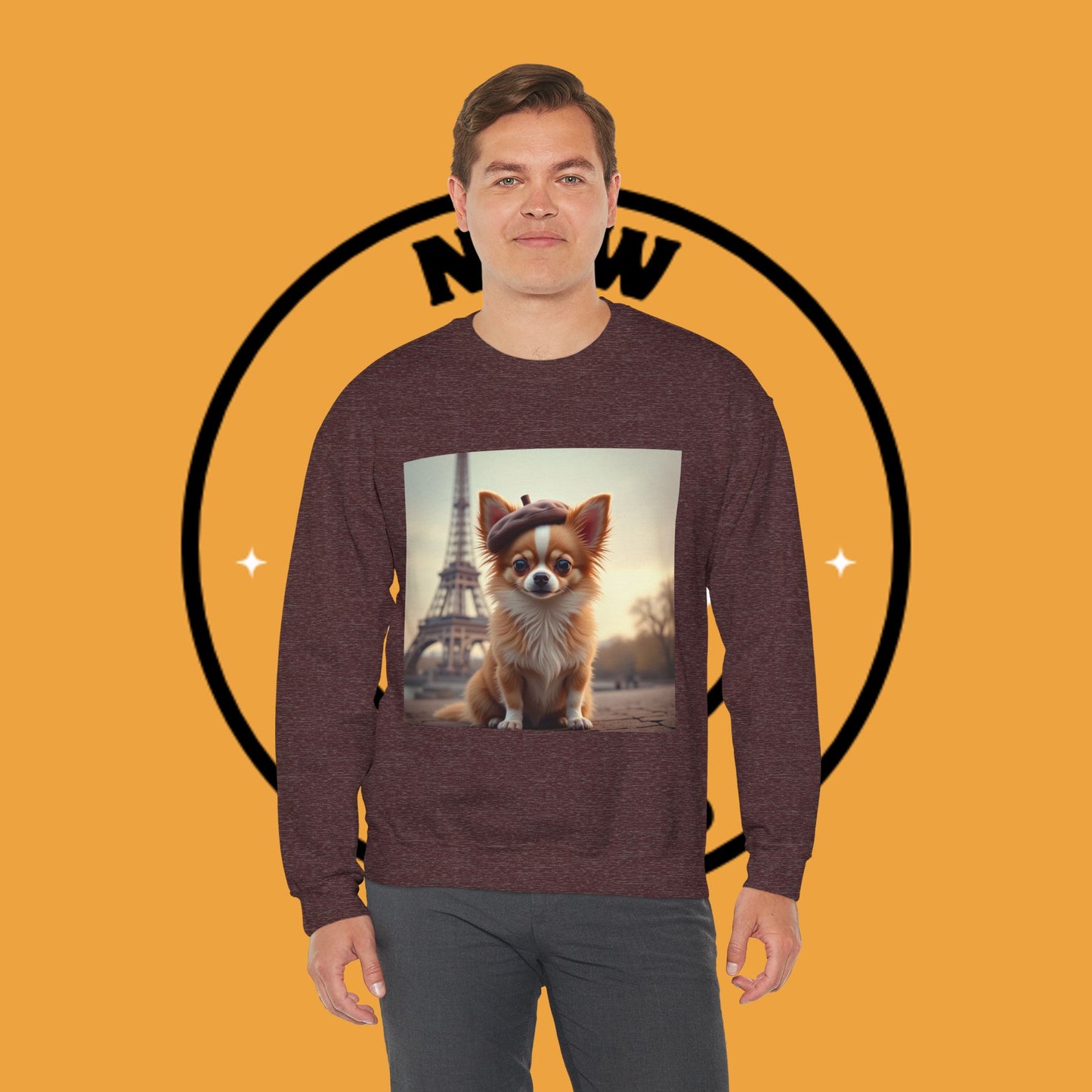 Parisian Chihuahua Beret Sweatshirt | French Dog Eiffel Tower Design | Travel Lover Gift