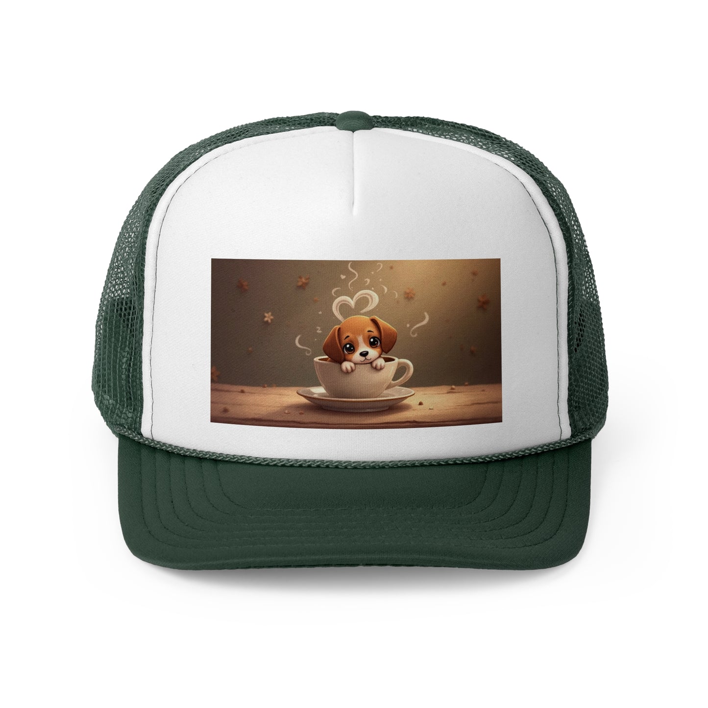 Adorable Beagle Puppy in Coffee Cup Trucker Hat - Teacup Dog Lover Unisex Cap