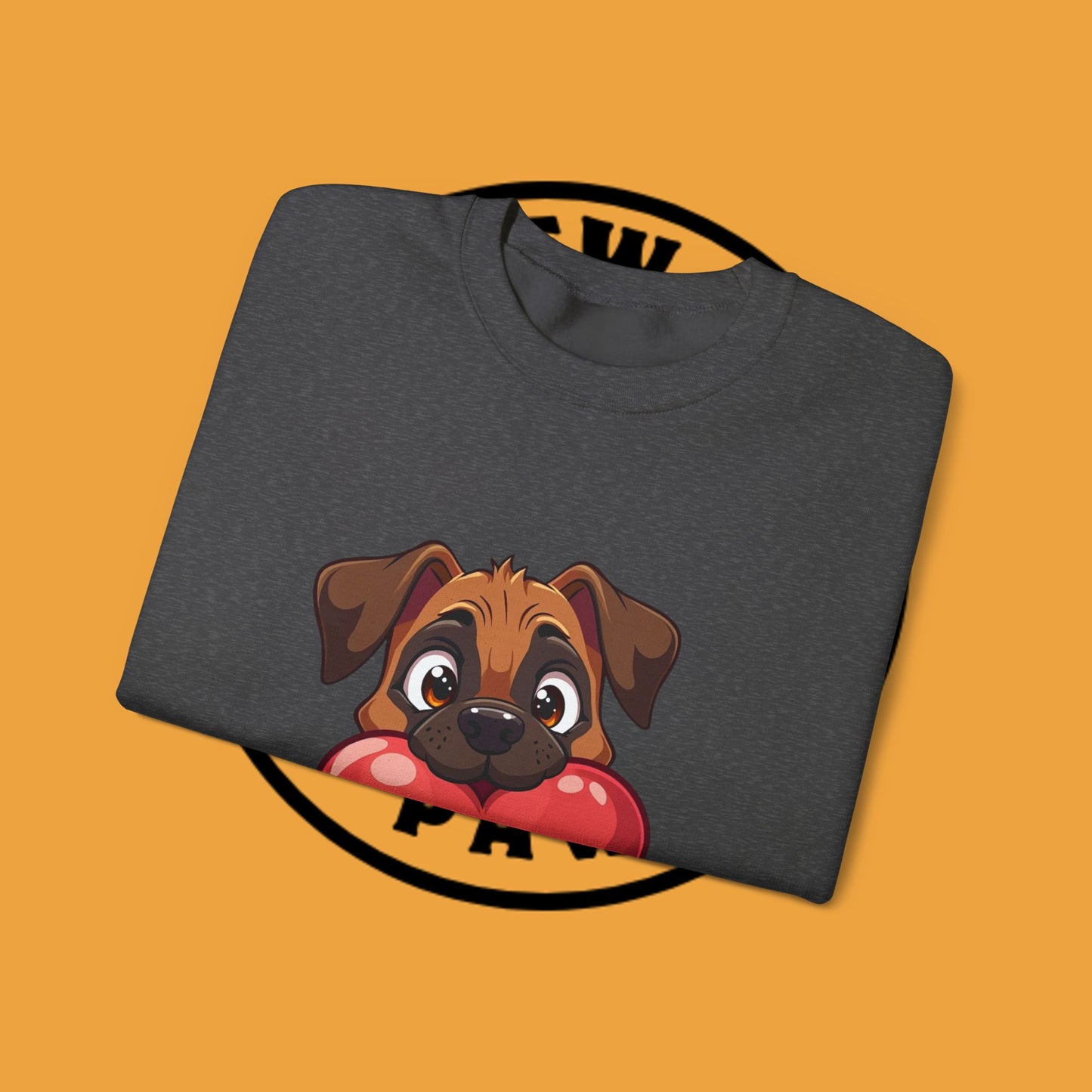Adorable Puppy Love Heart Crewneck Sweatshirt - Perfect Gift for Dog Lovers