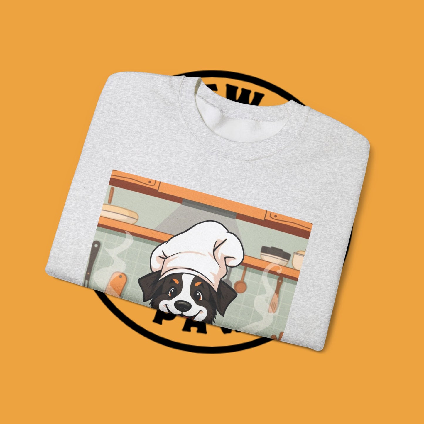 Chef Dog Crewneck Sweatshirt - Cute Puppy Cook with Chef Hat Kitchen Design | Culinary Lover Gift
