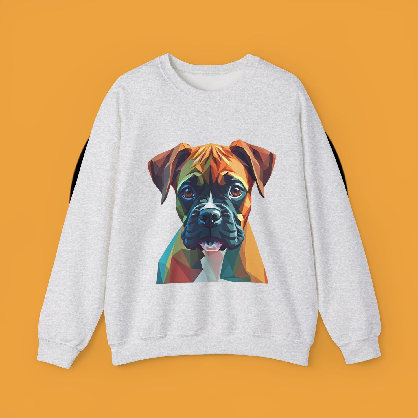 Geometric Boxer Dog Crewneck Sweatshirt - Polygon Art Pet Portrait - Modern Design Lover Gift