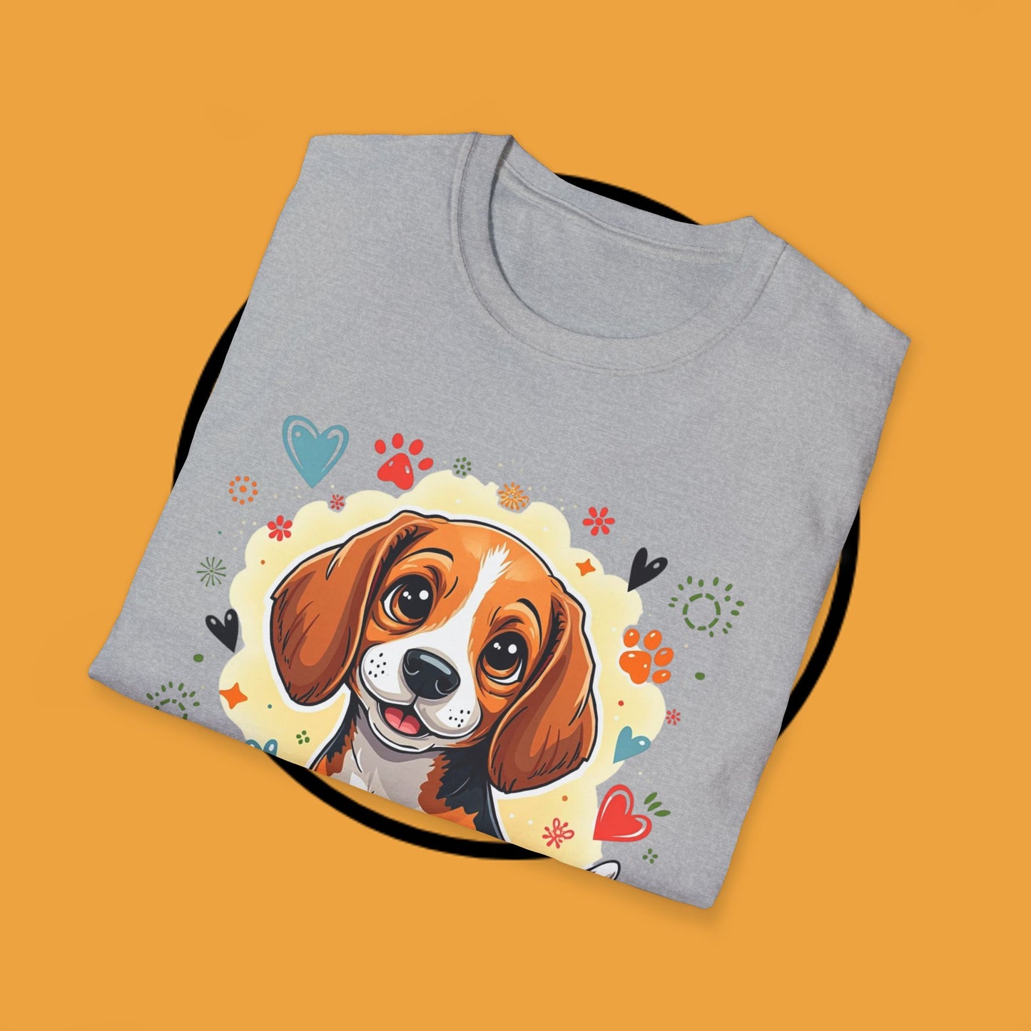 Adorable Beagle Puppy with Hearts & Paws T-Shirt - Cute Dog Love Design Graphic Tee