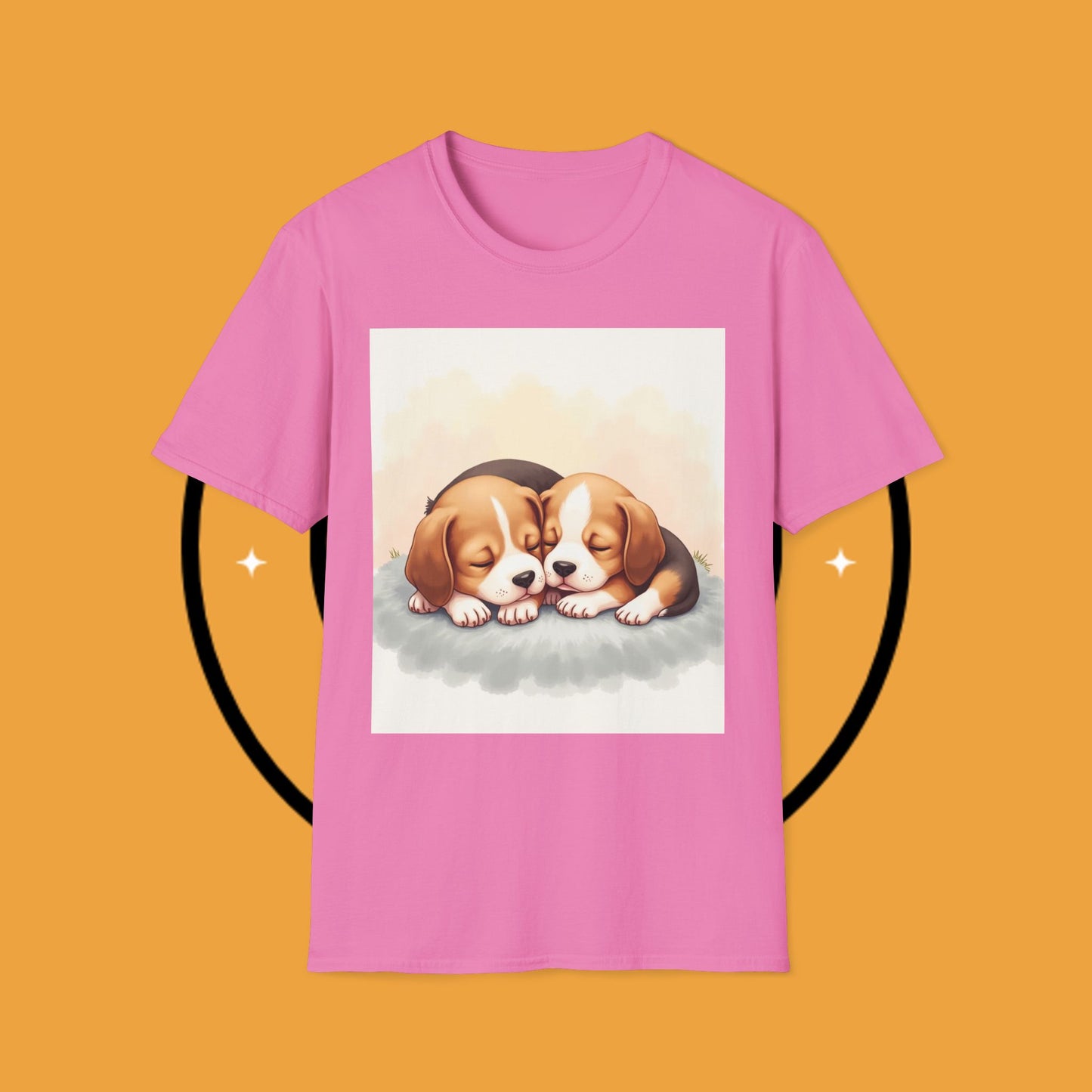 Beagle Twin Puppies Cuddling T-Shirt - Adorable Sleeping Puppies Design | Perfect Gift for Dog Lovers & Siblings
