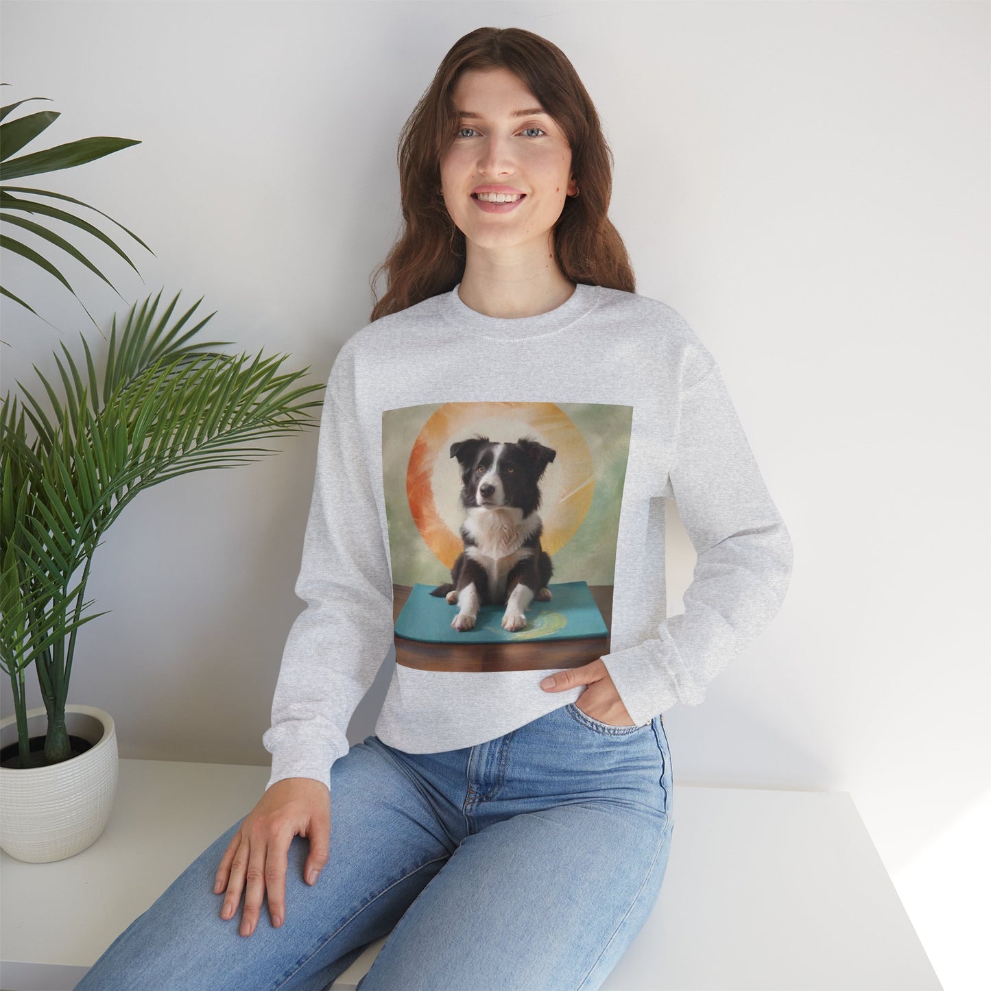 Zen Border Collie Yoga Dog Crewneck Sweatshirt - Meditation Pet Lover Gift | Spiritual Animal Art