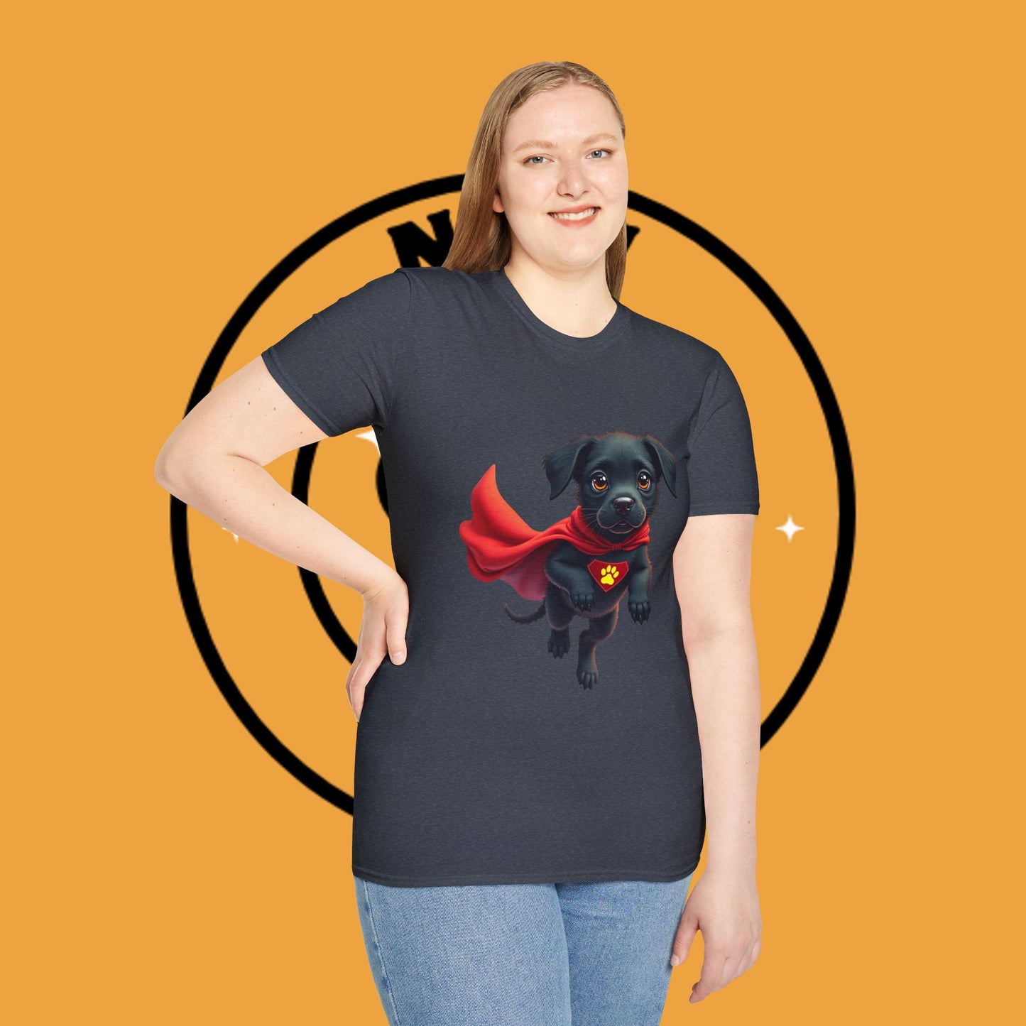 Superhero Retriever Puppy - Dog - Unisex T-Shirt Design Tiny Hero 🦸♂️ | Adorable Black Puppy Superhero T-Shirt for Canine Crusaders