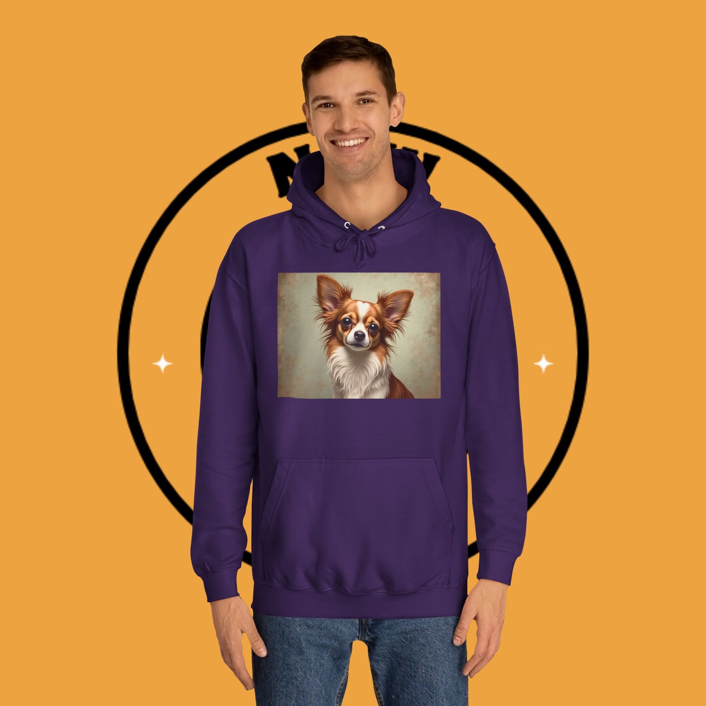 "Long Haired Chihuahua Portrait Hoodie | Elegant Pet Art | Classic Dog Painting Style | Beautiful Chihuahua Gift"
