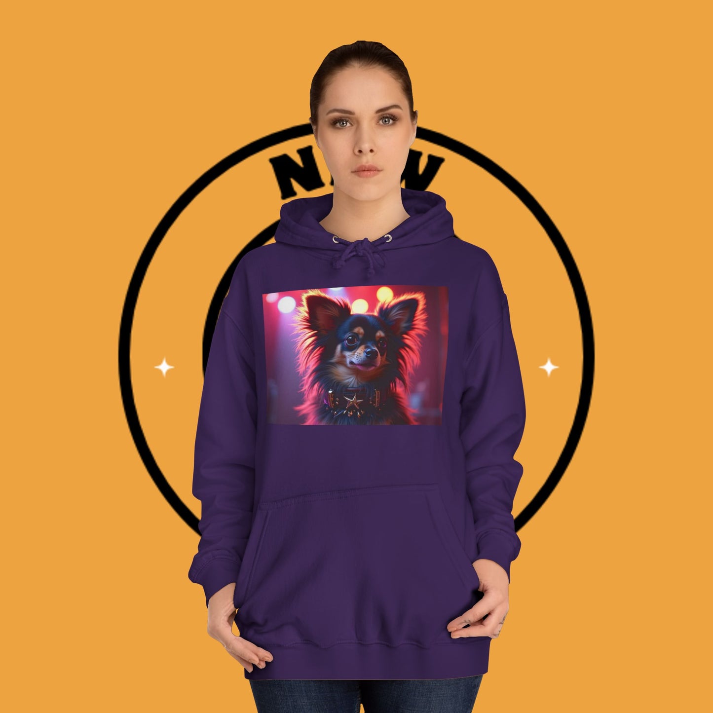 Glamorous Long-Haired Chihuahua Hoodie - Luxury Dog Portrait Pullover