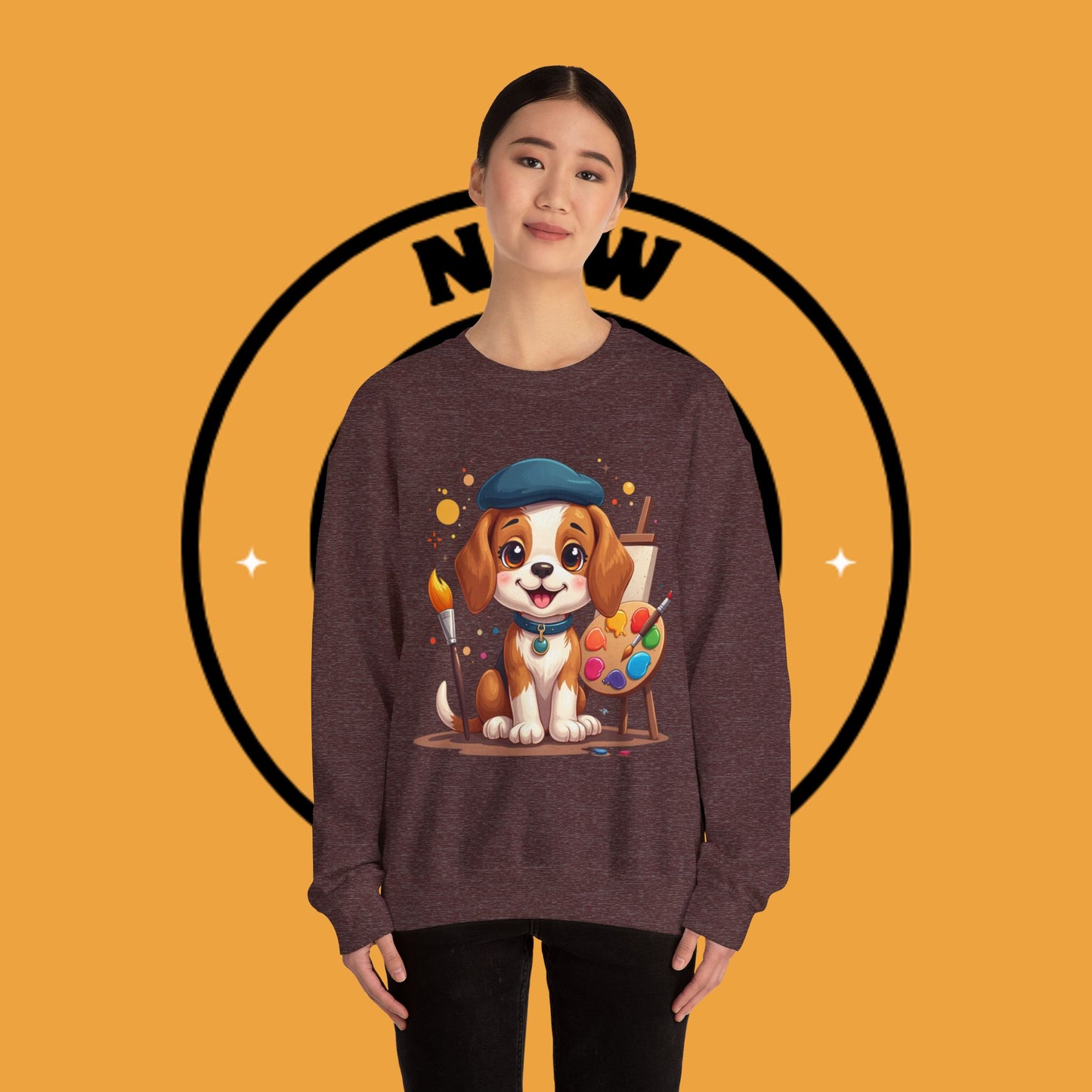 Dog Lover Crewneck Sweatshirt - Beagle Artista π¨ ARTIST BEAGLE SWEATSHIRT - UNLEASH YOUR CREATIVITY! π¨