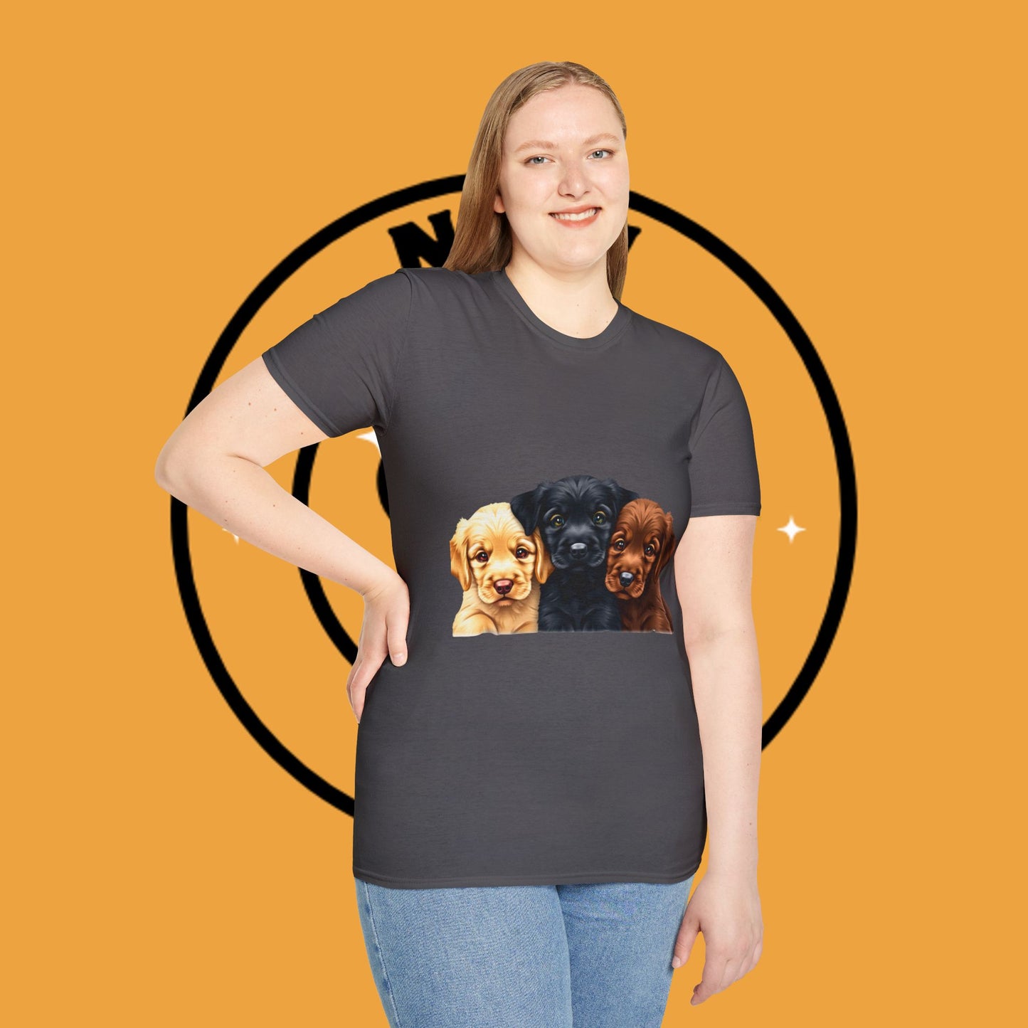 3 Adorable Retrievers Puppys - Dog - Unisex T-Shirt Design "Retriever Squad ๐พ | Trio of Cuteness T-Shirt for Dog Devotees"