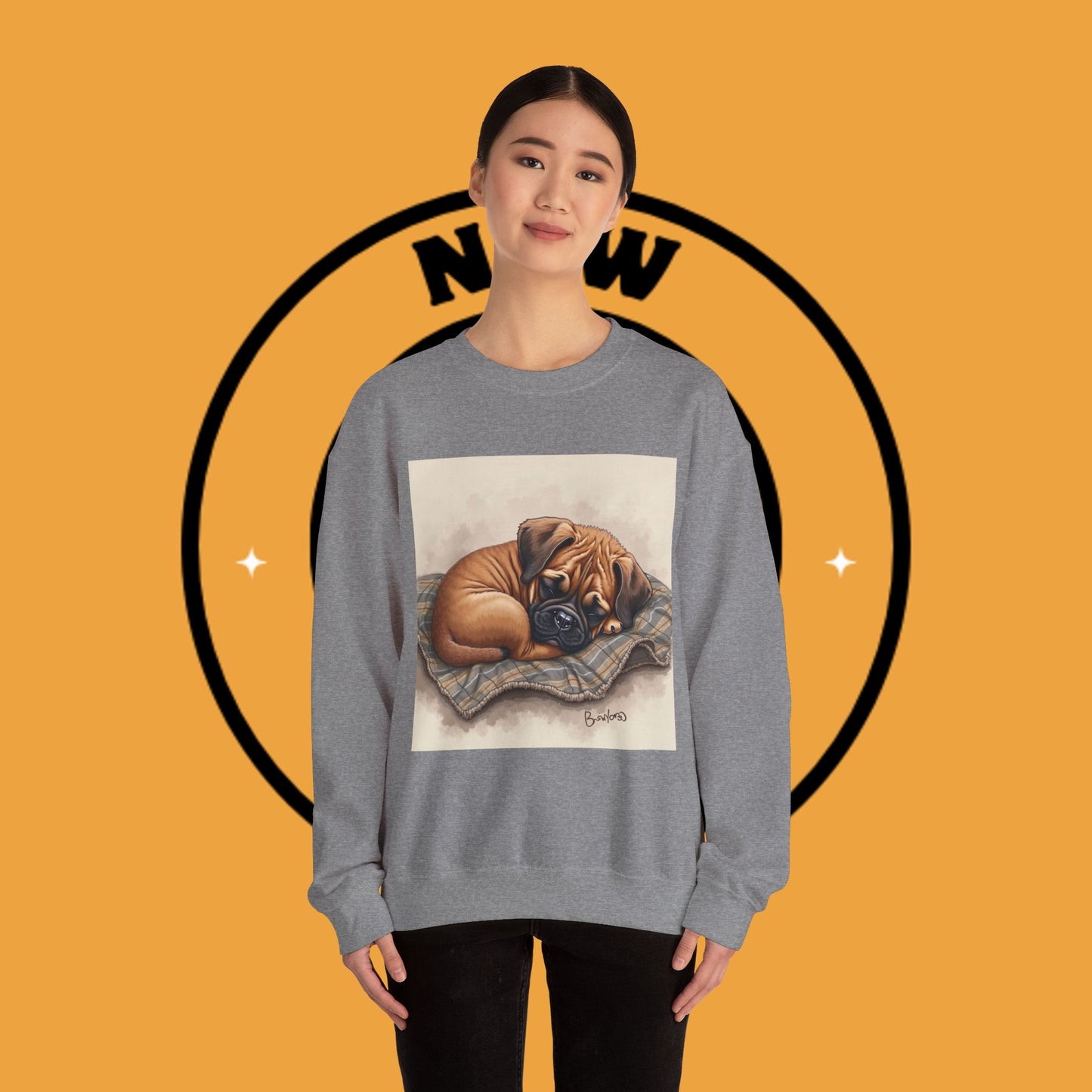 Sleeping Boxer Puppy Crewneck Sweatshirt - Cozy Dog Art Design - Comfort Wear for Pet Lovers