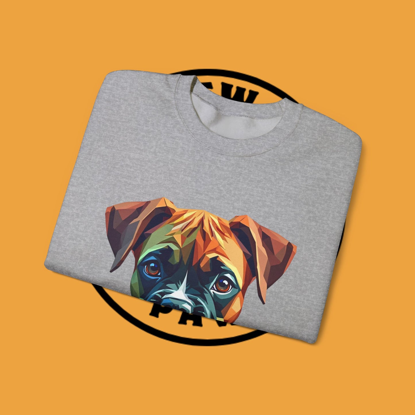 Geometric Boxer Dog Crewneck Sweatshirt - Polygon Art Pet Portrait - Modern Design Lover Gift