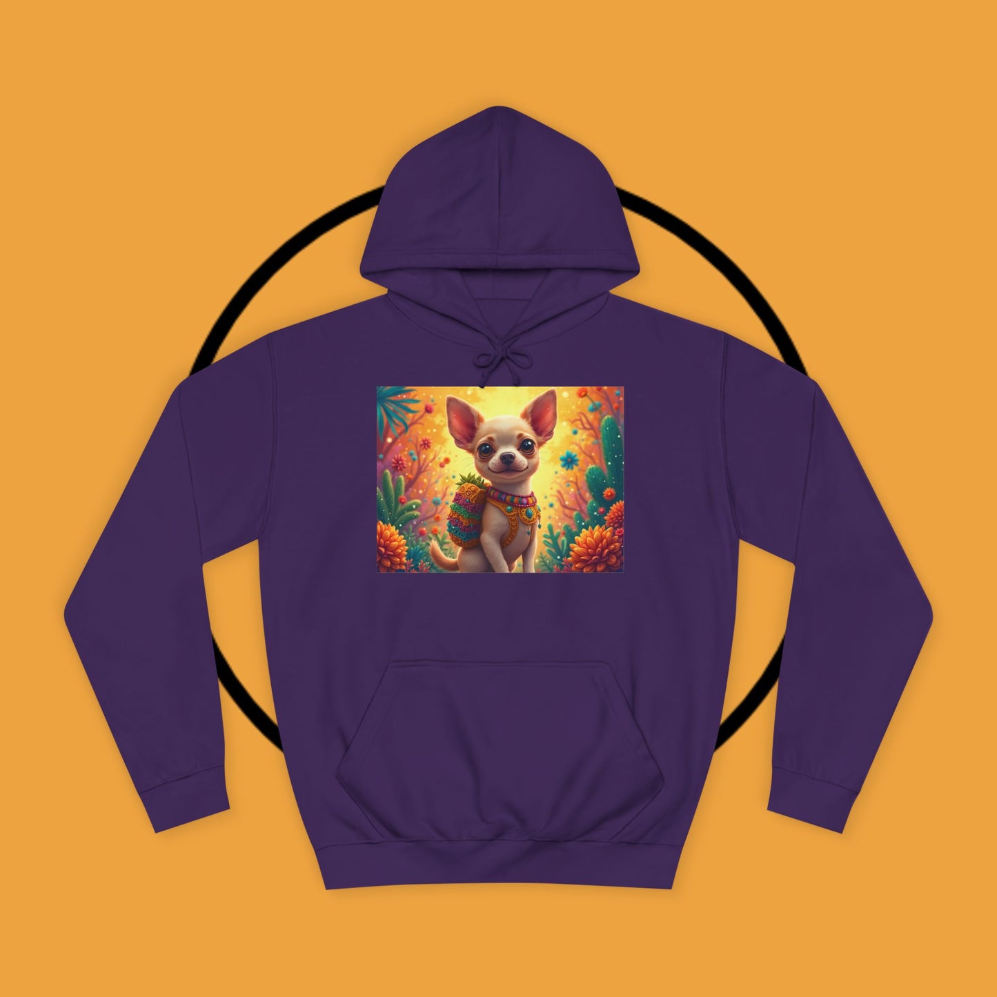 "Mexican Fiesta Chihuahua Hoodie | Day of Dead Dog Art | Colorful Desert Cactus Design | Cinco de Mayo Gift"