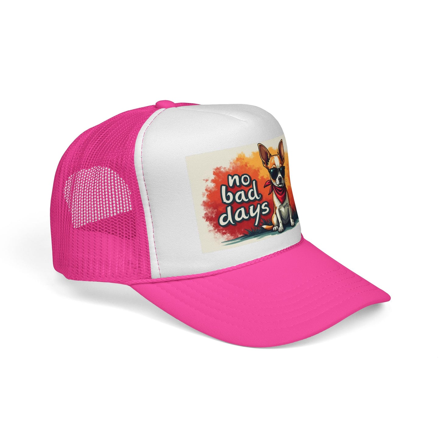 No Bad Days Chihuahua Trucker Hat - Cool Dog Sunglasses Cap | Positive Vibes Mesh Baseball Hat for Dog Lovers